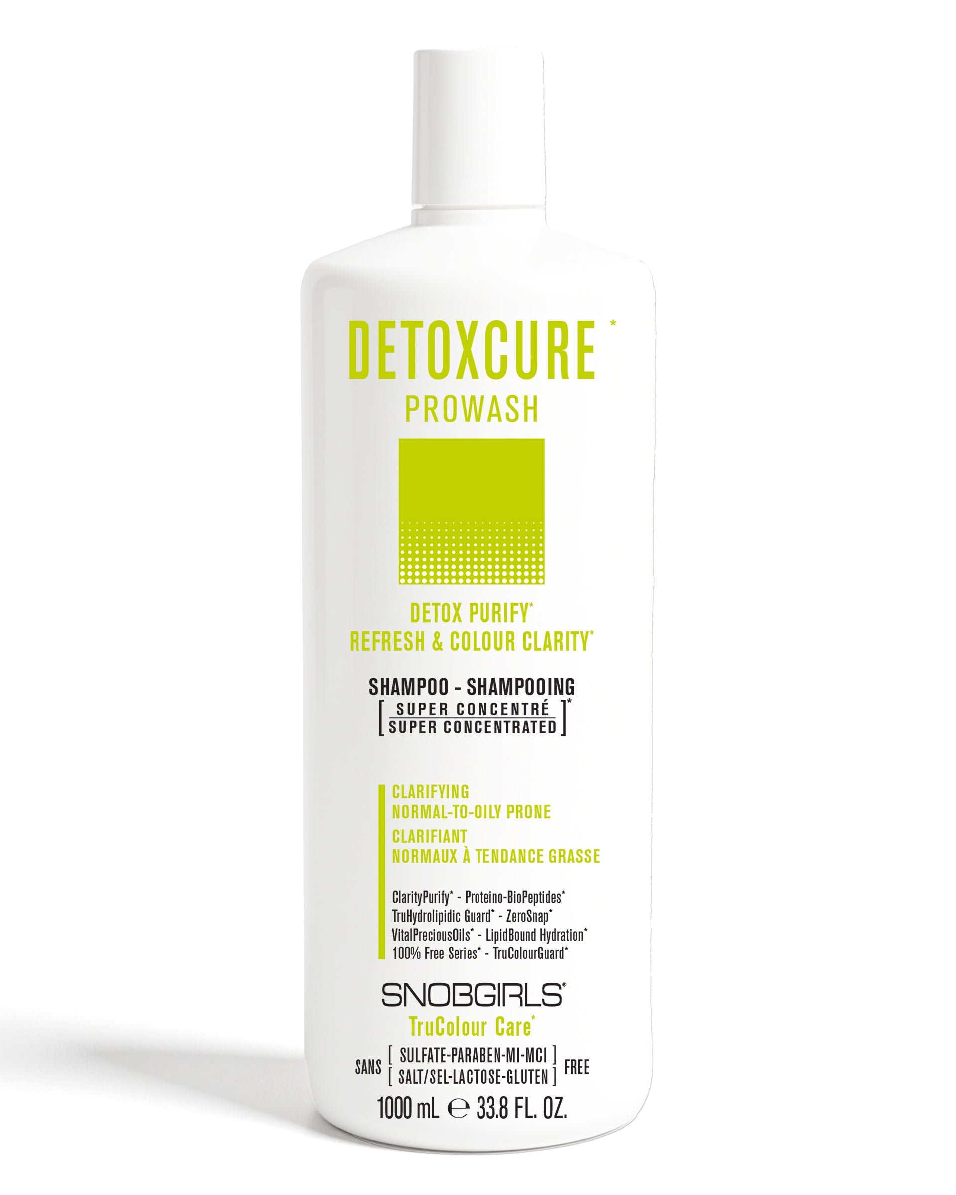 DETOXCURE Prowash Vegan Hair ShampooDETOX PURIFYREFRESH & COLOUR CLARITY
For Clarifying - Detoxifying & Normal-to-Oily Prone Hair
Super Concentrated PROWASH Vegan Hair Shampoo)Luxurious latherSNOBGIRLS.com