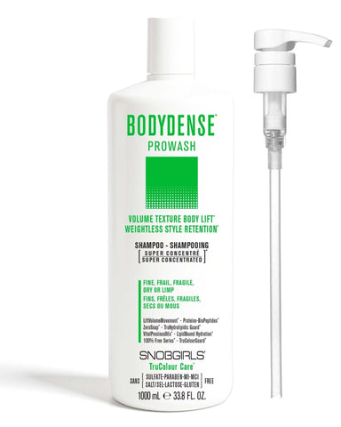 BODYDENSE Prowash Vegan Hair Shampoo bottle with pump for volume, texture, and weightless style retention