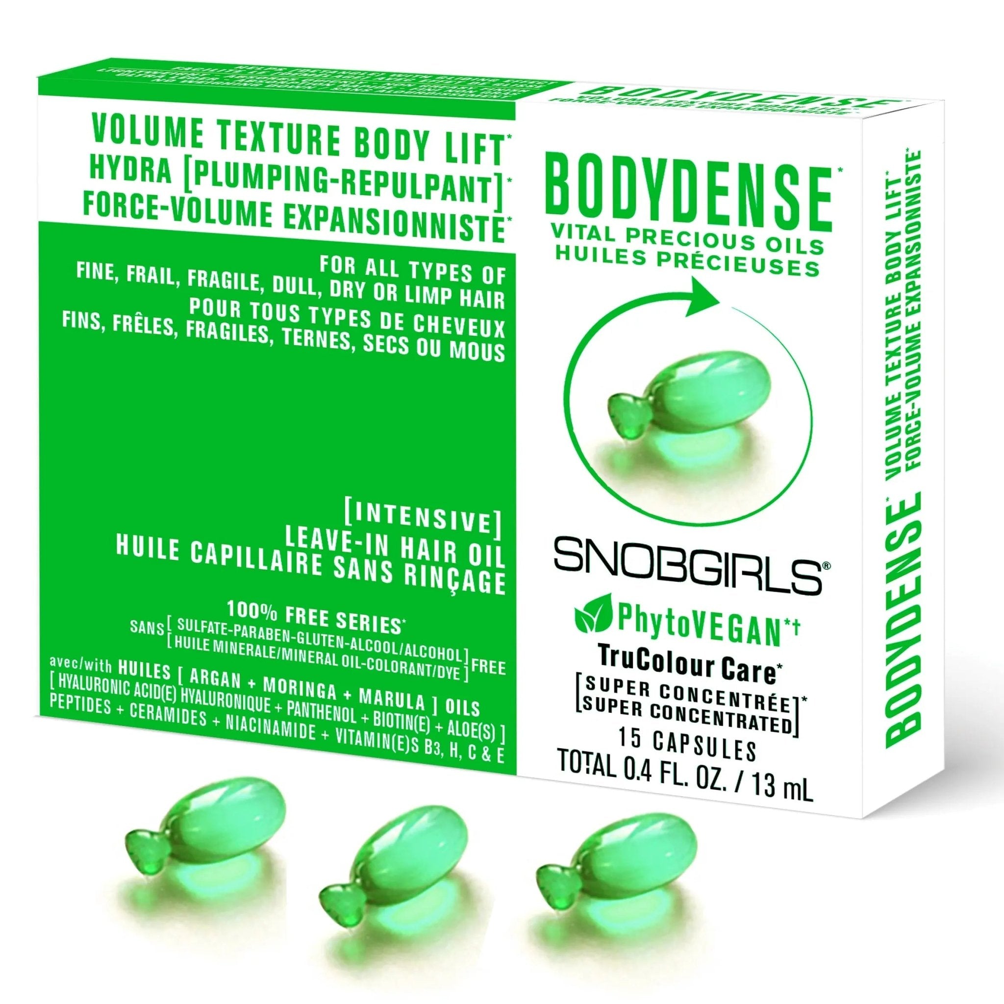 BODYDENSE Vegan Hair Oil for Volume Texture Body LiftVegan Hair oil for all types of Fine, Frail, Fragile, Dull, Dry or Limp Hair
Experience transformative hair care with BODYDENSE Vegan Hair Oil, the ultimate solutionSNOBGIRLS.com