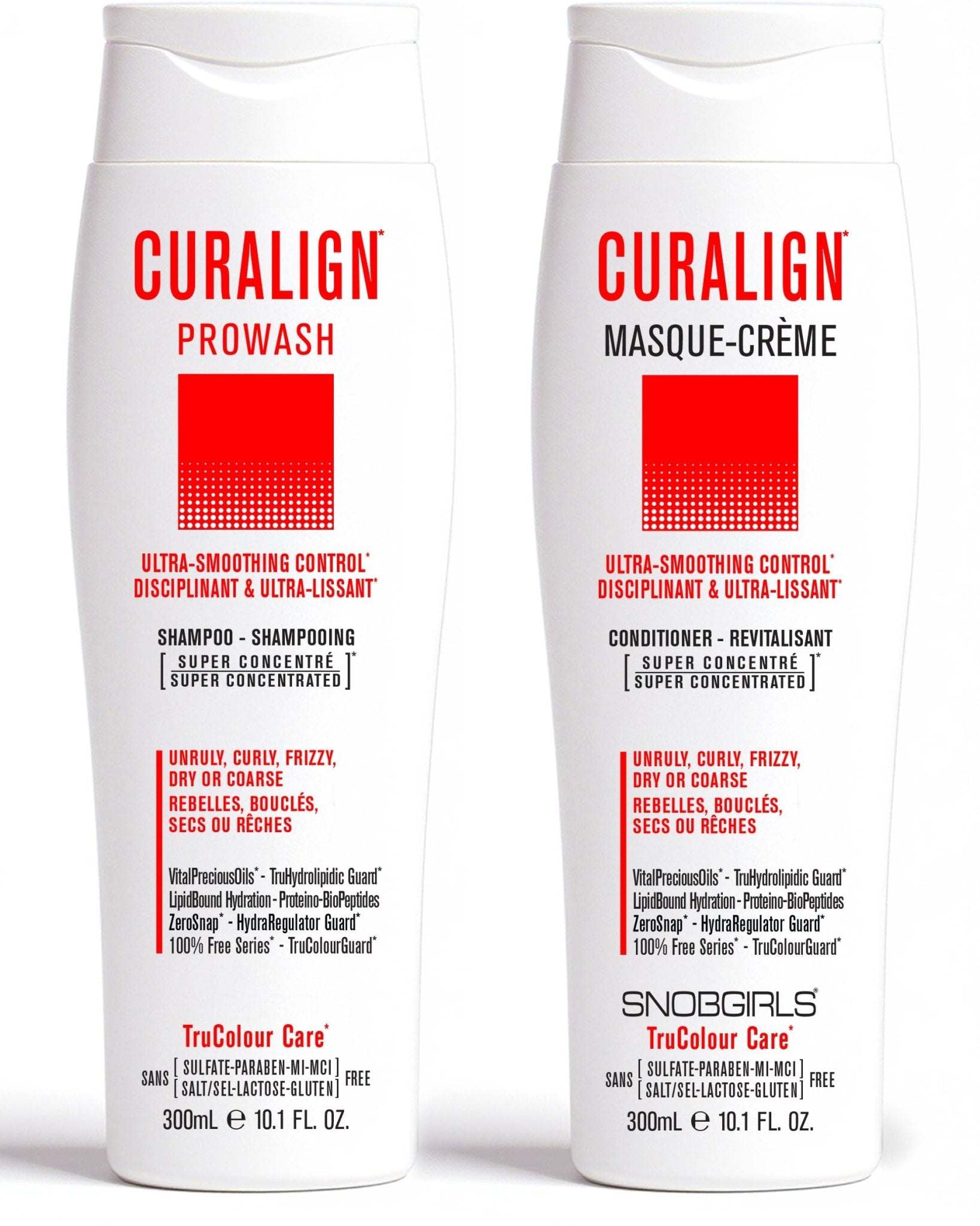 CURALIGN Shampoo Conditioner DuoULTRA-SMOOTHING CONTROL
For Unruly, Curly, Frizzy, Dry or Coarse Hair1 x CURALIGN Shampoo 300 mL1 x CURALIGN Conditioner 300 mL The SUPER CONCENTRATED PROWASH luxuSNOBGIRLS.com