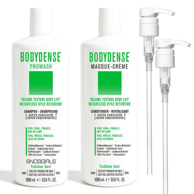 BODYDENSE Prowash and Masque-Creme duo for fine, fragile hair with volume, texture, and color protection