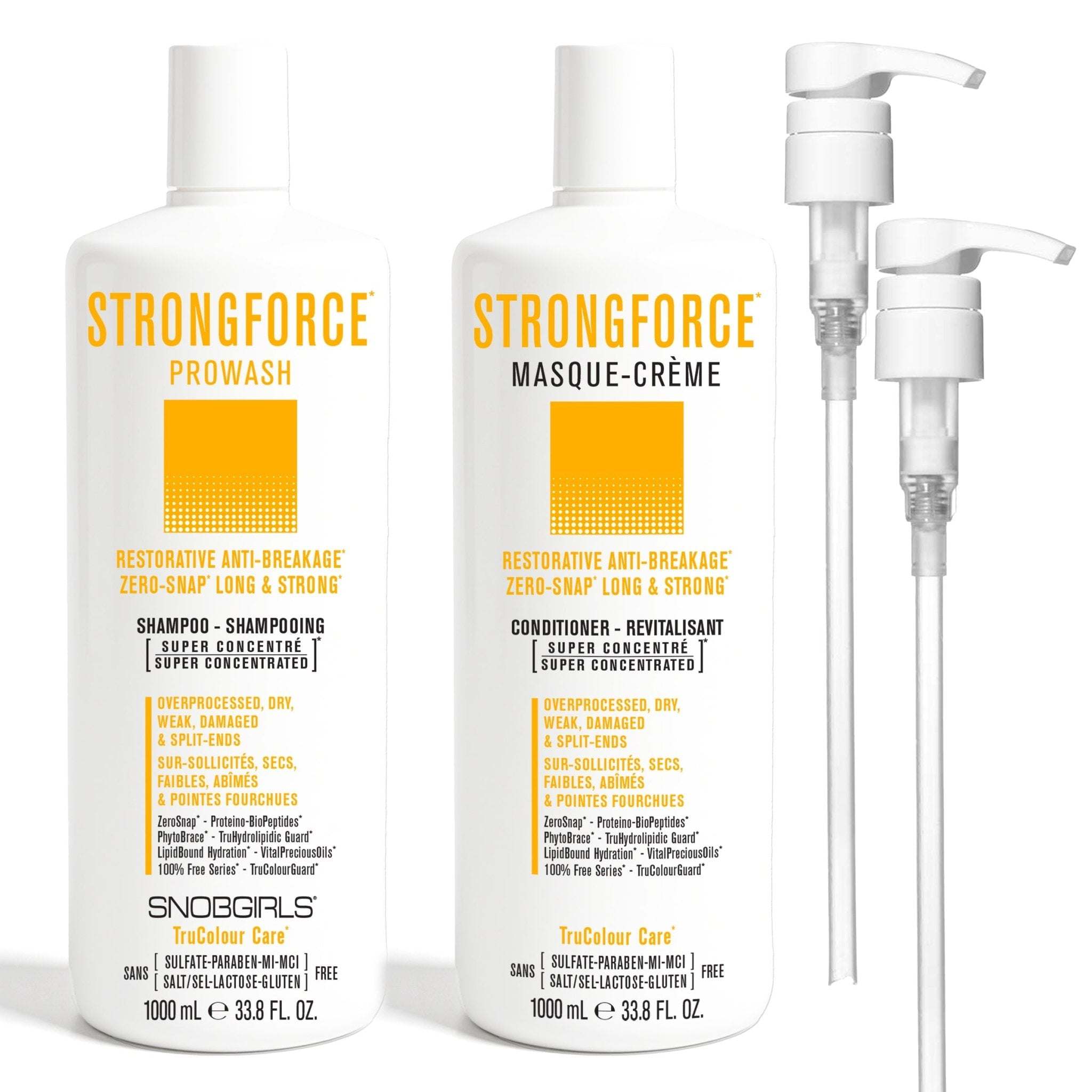 DUO STRONGFORCE restorative anti-breakage shampoo and conditioner set for damaged hair 1000 mL
