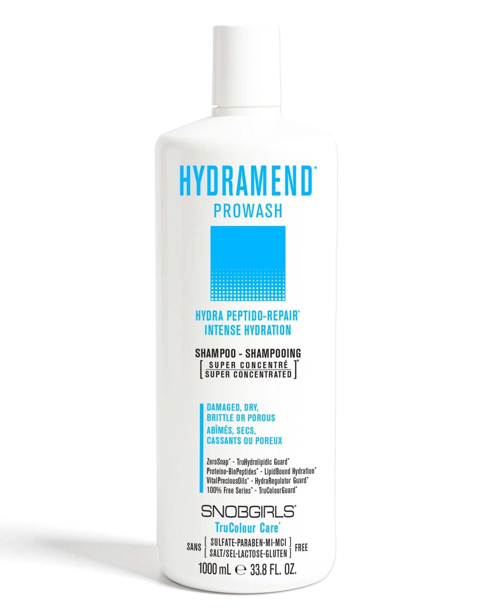 HYDRAMEND Vegan Hydrating Shampoo bottle for damaged, dry hair with super concentrated formula and intense hydration