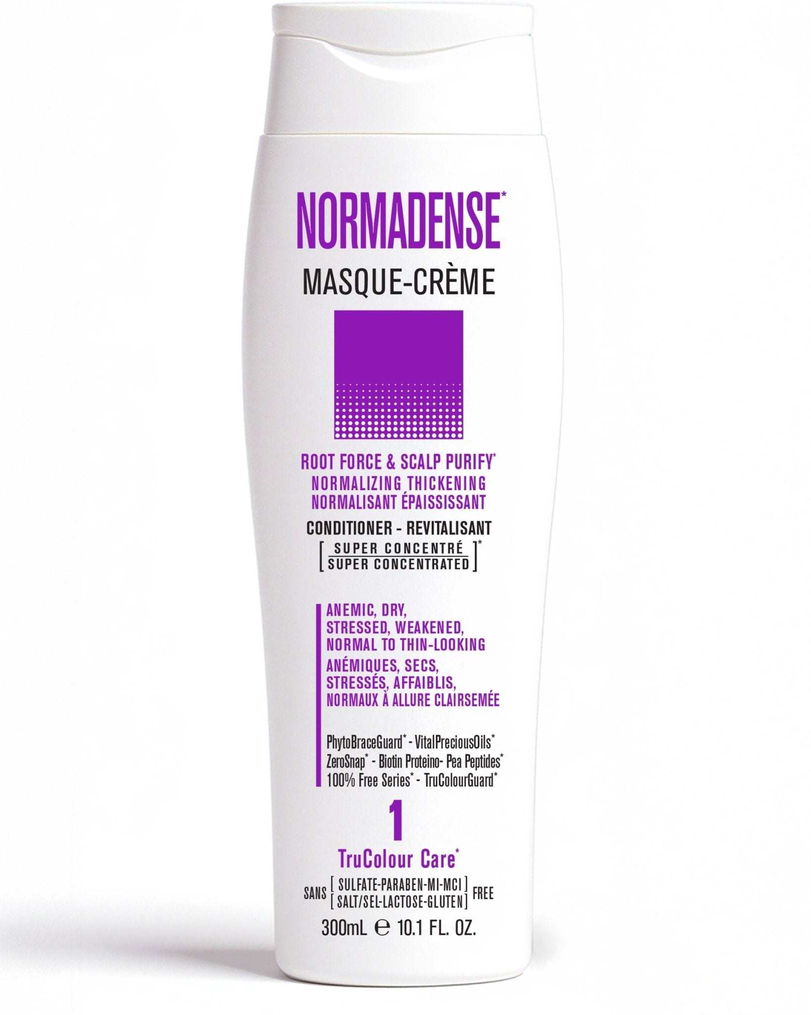 NORMADENSE 1 Vegan Hair ConditionerROOT FORCE & SCALP PURIFYNORMALIZING THICKENING
For Dry, Stressed, Weakened, Normal to Thin-Looking Hair
Super Concentrated MASQUE-CREME Vegan ConditionerLightwSNOBGIRLS.com