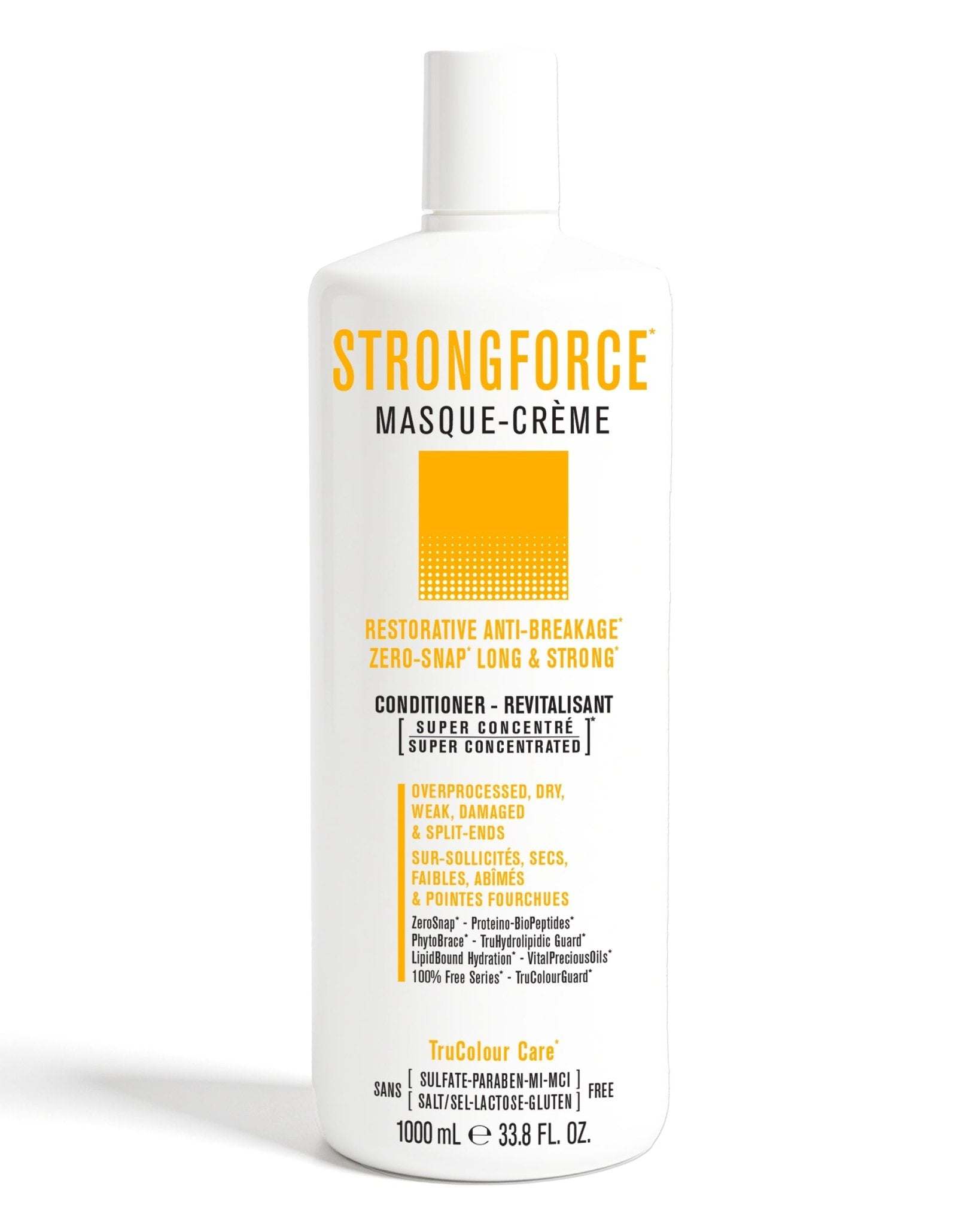 STRONGFORCE Masque-Creme Vegan Hair ConditionerRESTORATIVE ANTI-BREAKAGEZERO-SNAP LONG & STRONG
For Overprocessed, Dry, Weak, Damaged & Split-Ends.
Super Concentrated MASQUE-CREMEVegan ConditionerLightwSNOBGIRLS.com