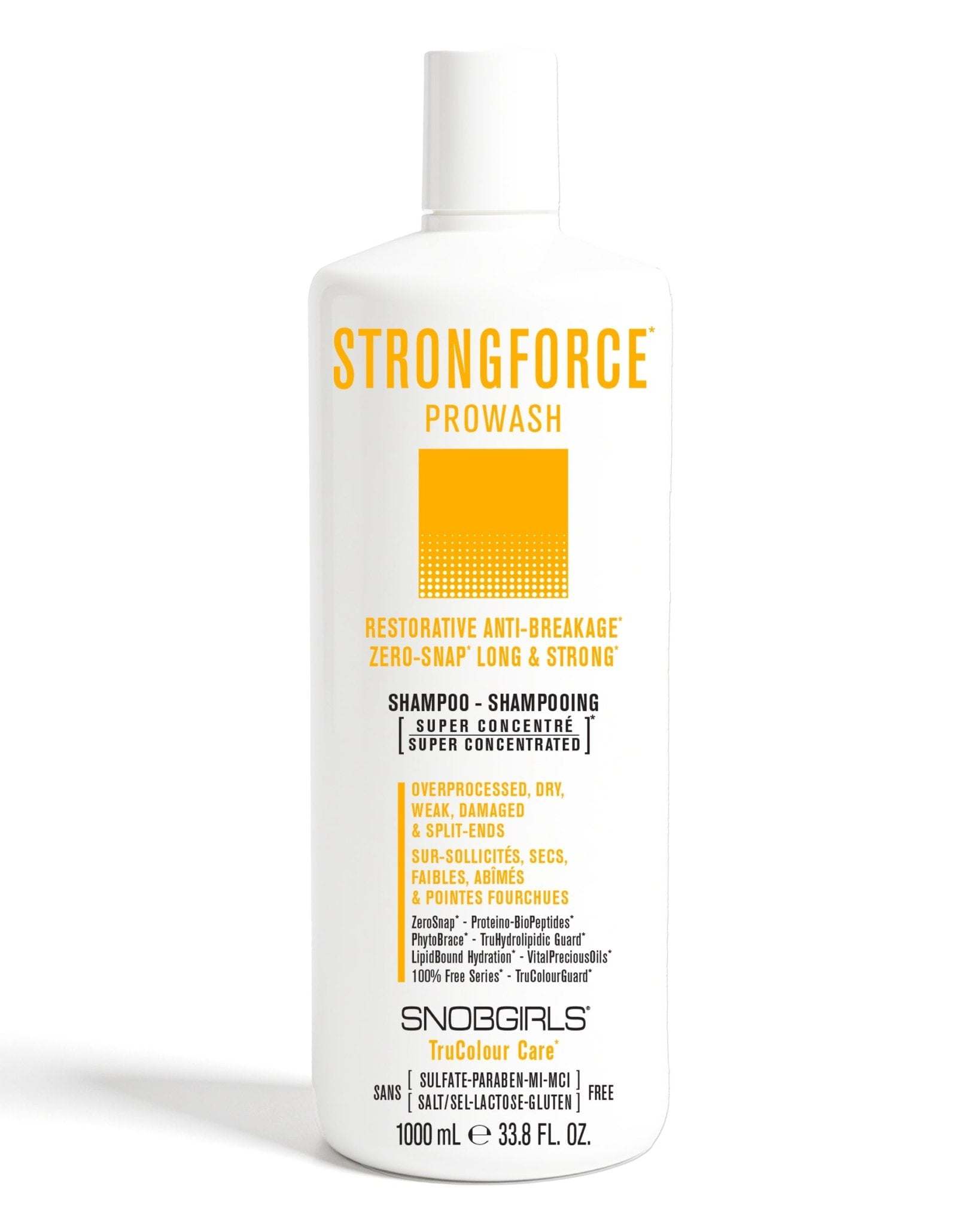 STRONGFORCE Prowash Vegan Shampoo for overprocessed, dry, weak, damaged hair with anti-breakage and zero-snap formula