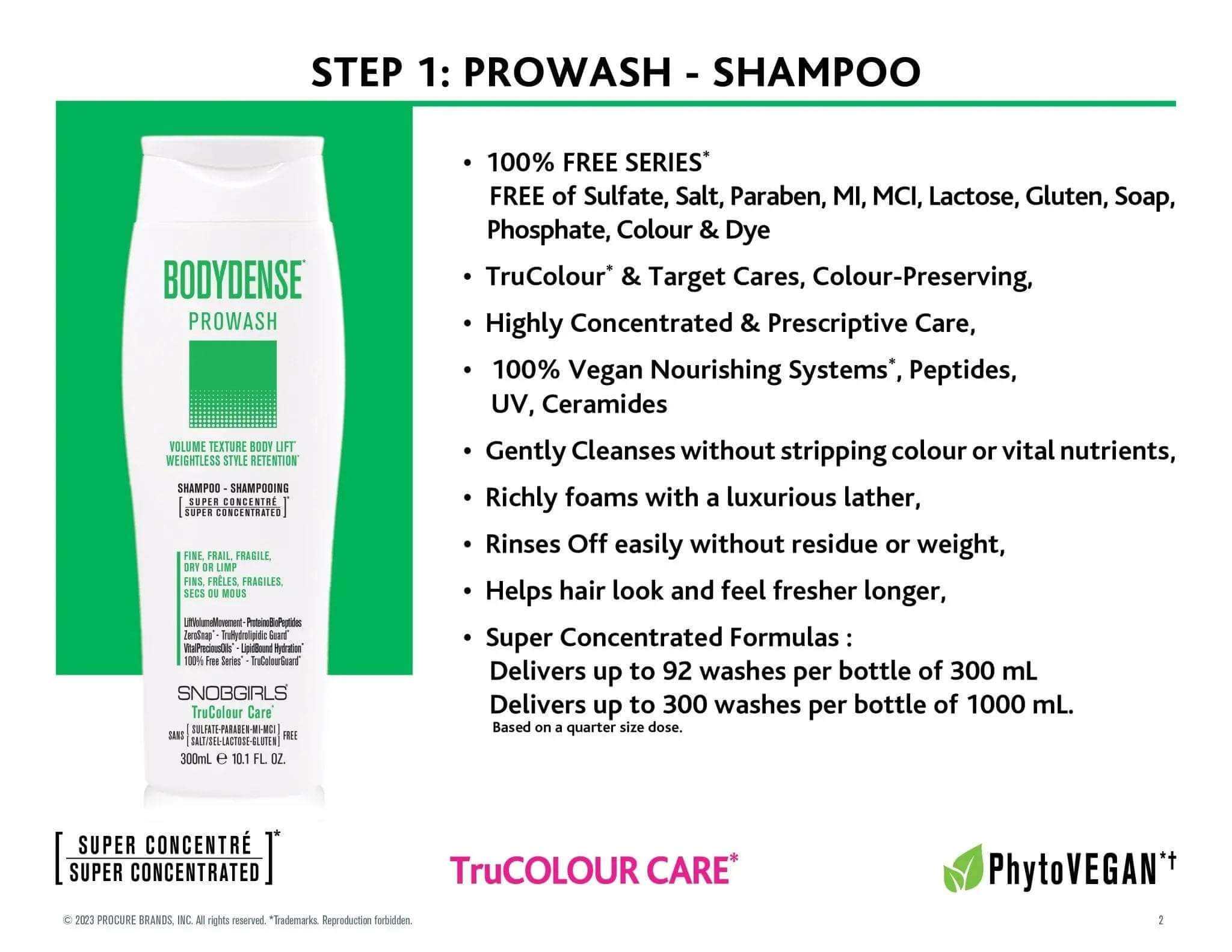 BODYDENSE Vegan Hair Shampoo super concentrated vegan shampoo for fine fragile hair with volume texture body lift and color protection