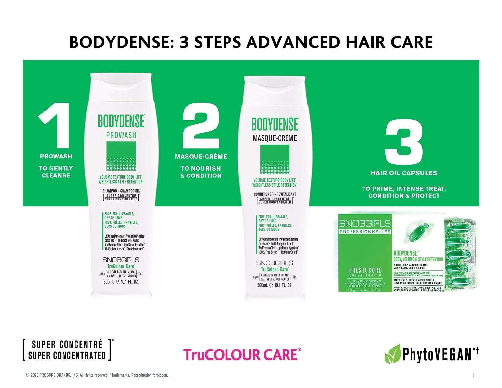 BODYDENSE Vegan Hair Shampoo super concentrated vegan formula for volume texture body lift and weightless style retention