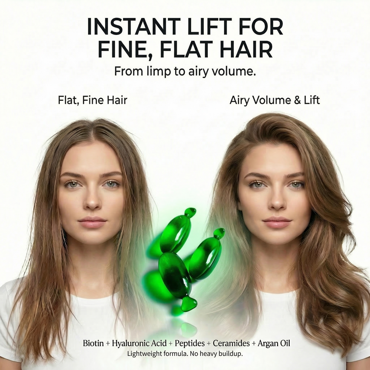 Trio BODYDENSE Vegan Shampoo, Conditioner, and Hair Oil for weightless volume and body lift