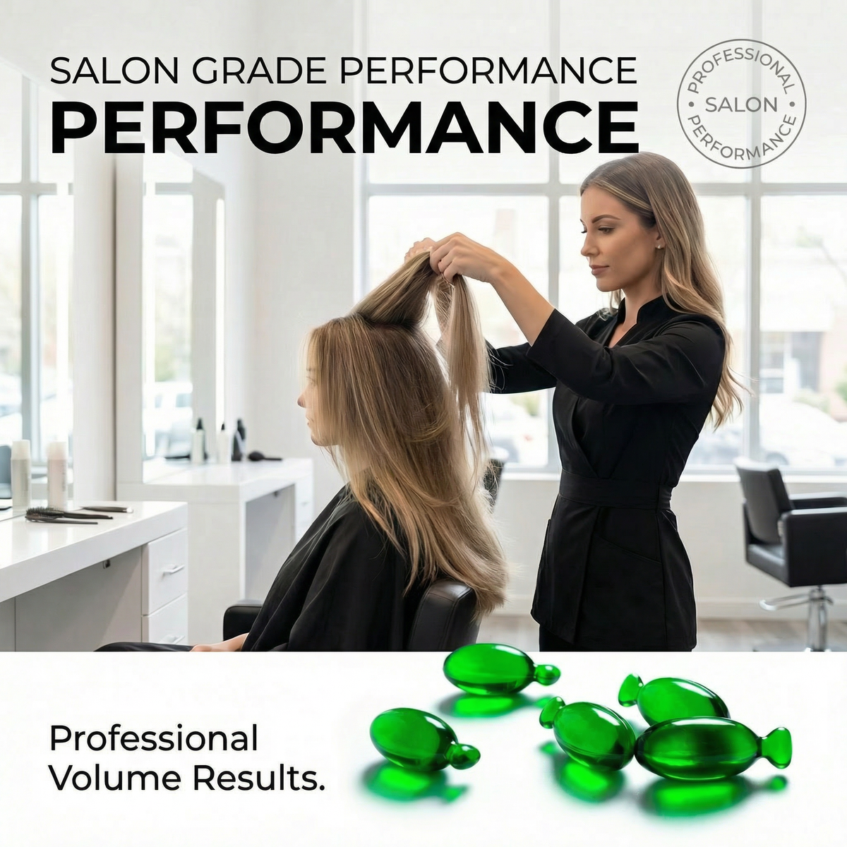 BODYDENSE Vegan Hair Oil capsule with argan, moringa, and marula oils for volume and body lift