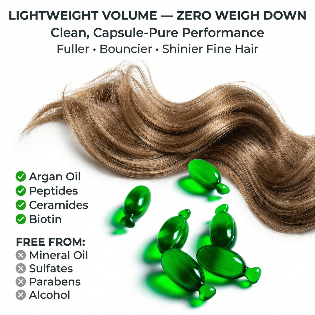 BODYDENSE Vegan Hair Oil capsule with nourishing botanical oils for volume and body lift