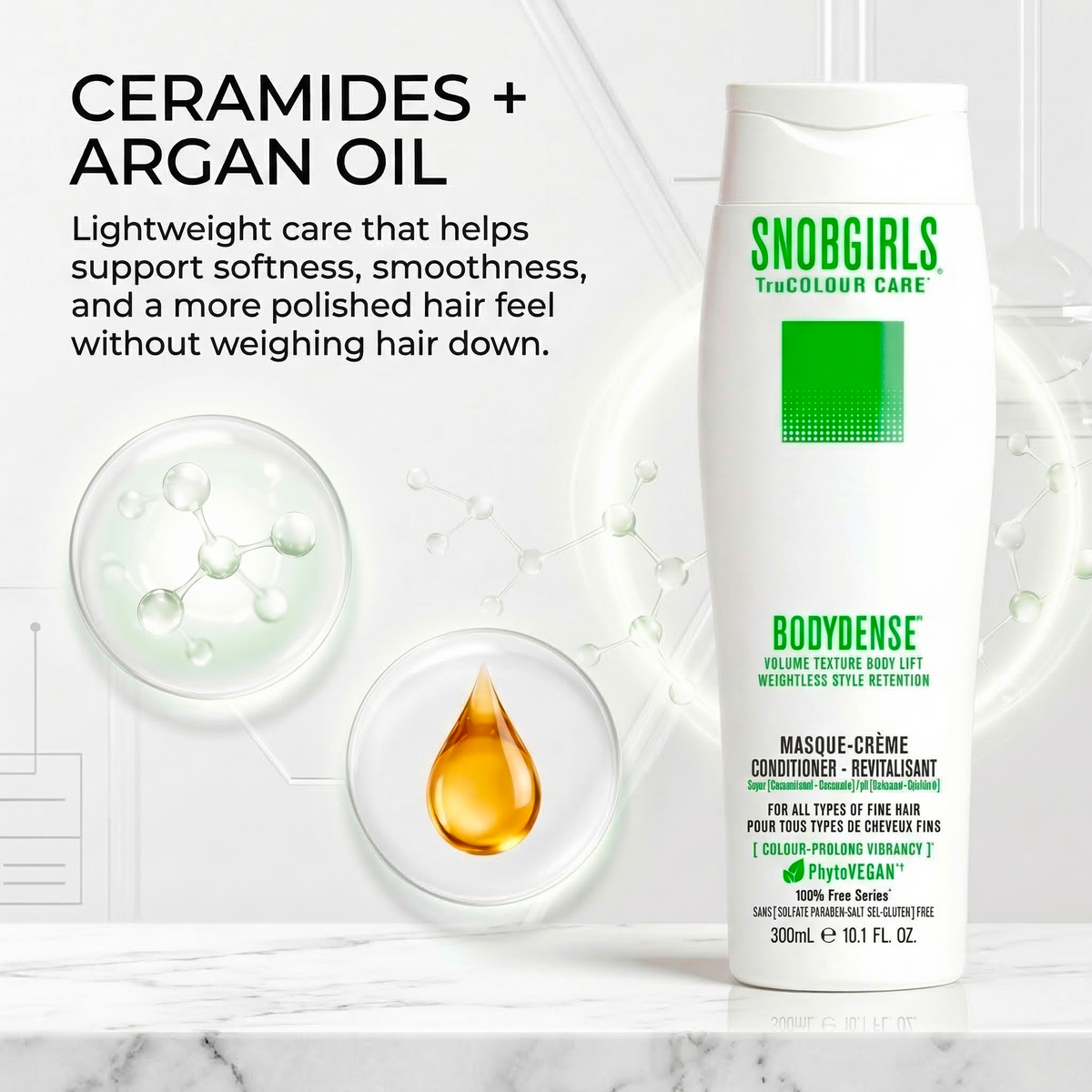 BODYDENSE Vegan Hair Conditioner for volume, body lift, and weightless hydration on fine, thin hair