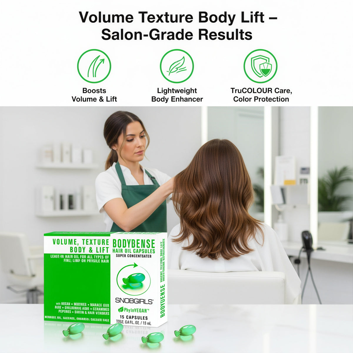 BODYDENSE Vegan Hair Oil for volume, texture, and body lift in fine and fragile hair with color protection and lightweight formula