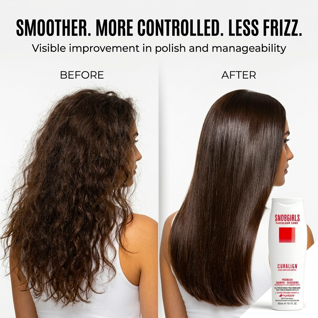 CURALIGN Prowash Vegan Shampoo bottle for unruly, curly, frizzy, dry, or coarse hair with ultra-smoothing control and super concentrated formula