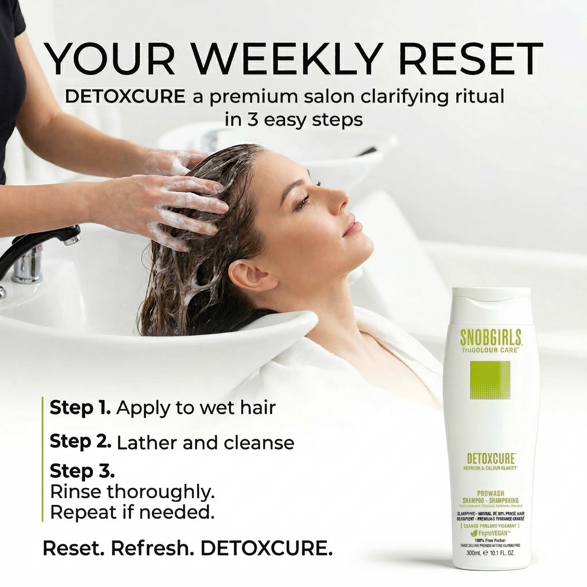 DETOXCURE Super Concentrated PROWASH vegan hair shampoo for oily scalp and buildup removal