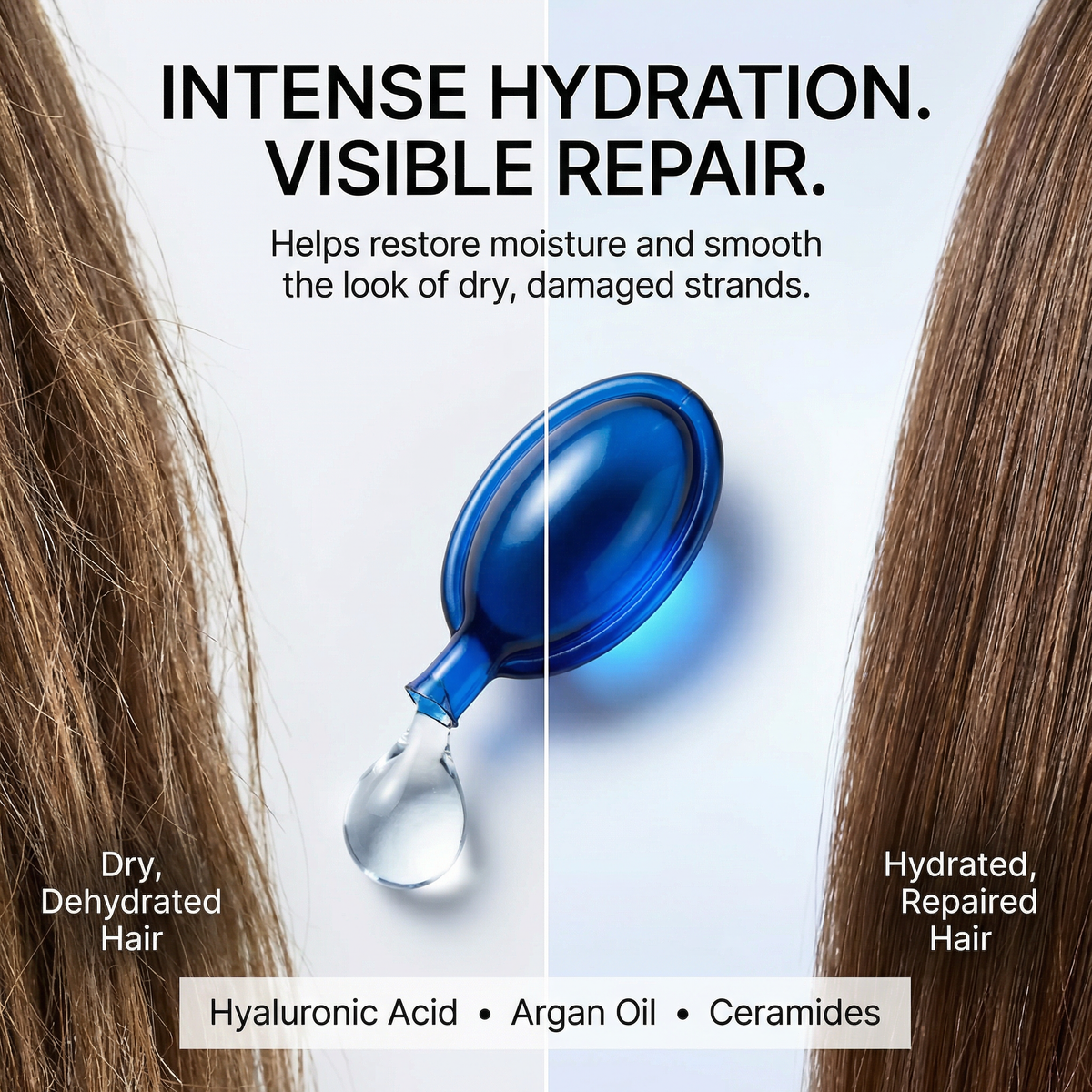 HYDRAMEND vegan hair oil capsules for deep hydration and repair of dry, color-treated hair