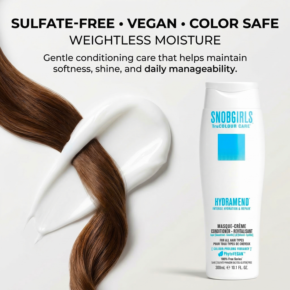 HYDRAMEND Masque-Creme vegan hydrating conditioner bottle with pump for intense hair repair and moisture