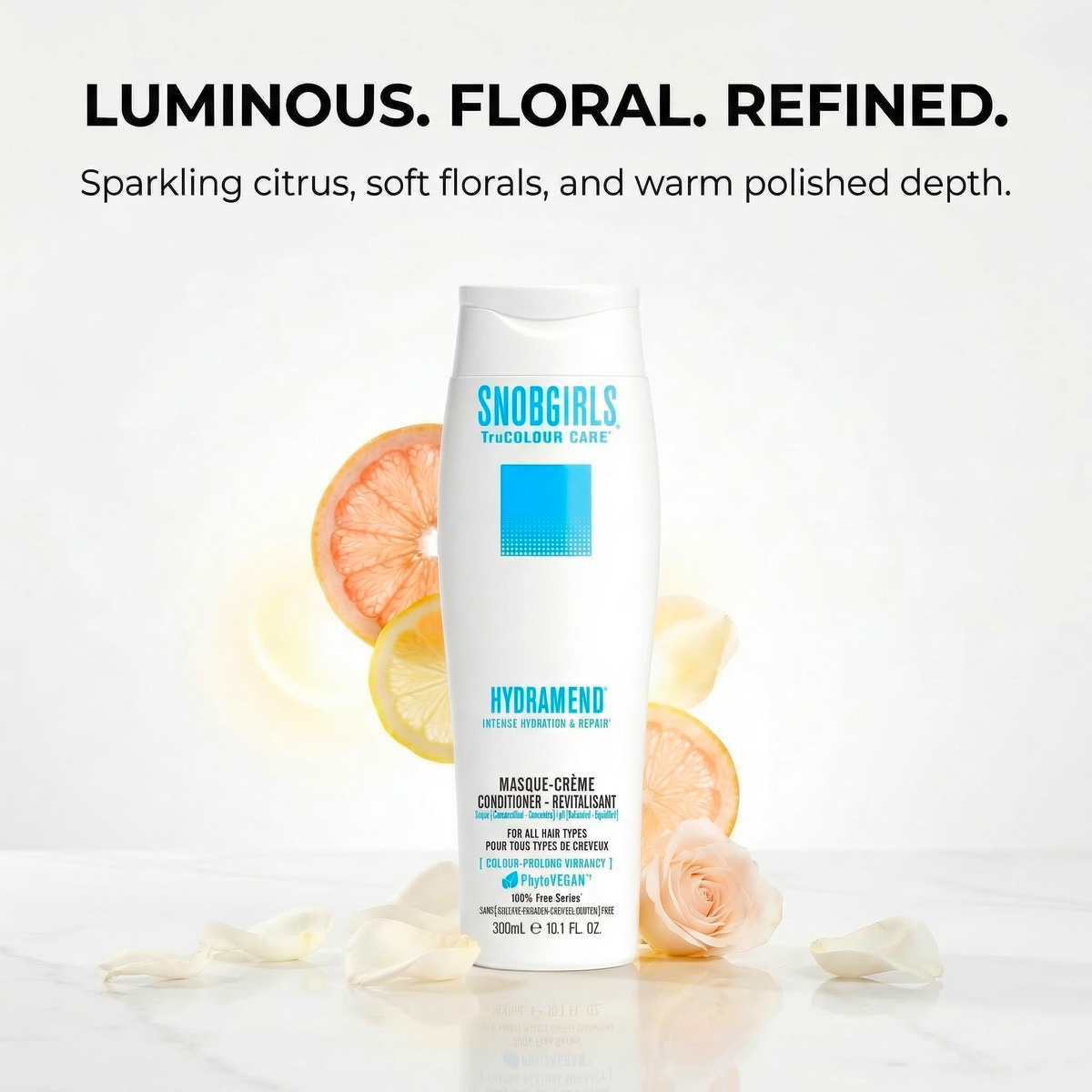 HYDRAMEND DUO Vegan Shampoo and Conditioner 1000 mL with pumps for intense hydration and repair