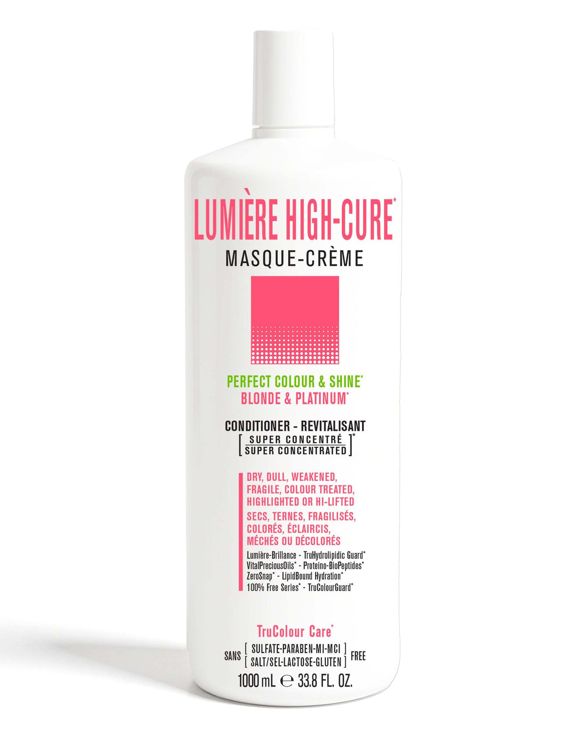 LUMIERE HIGHCURE Shampoo and Conditioner duo for blonde and platinum hair, nourishing color-treated hair with vegan ingredients and intense shine.