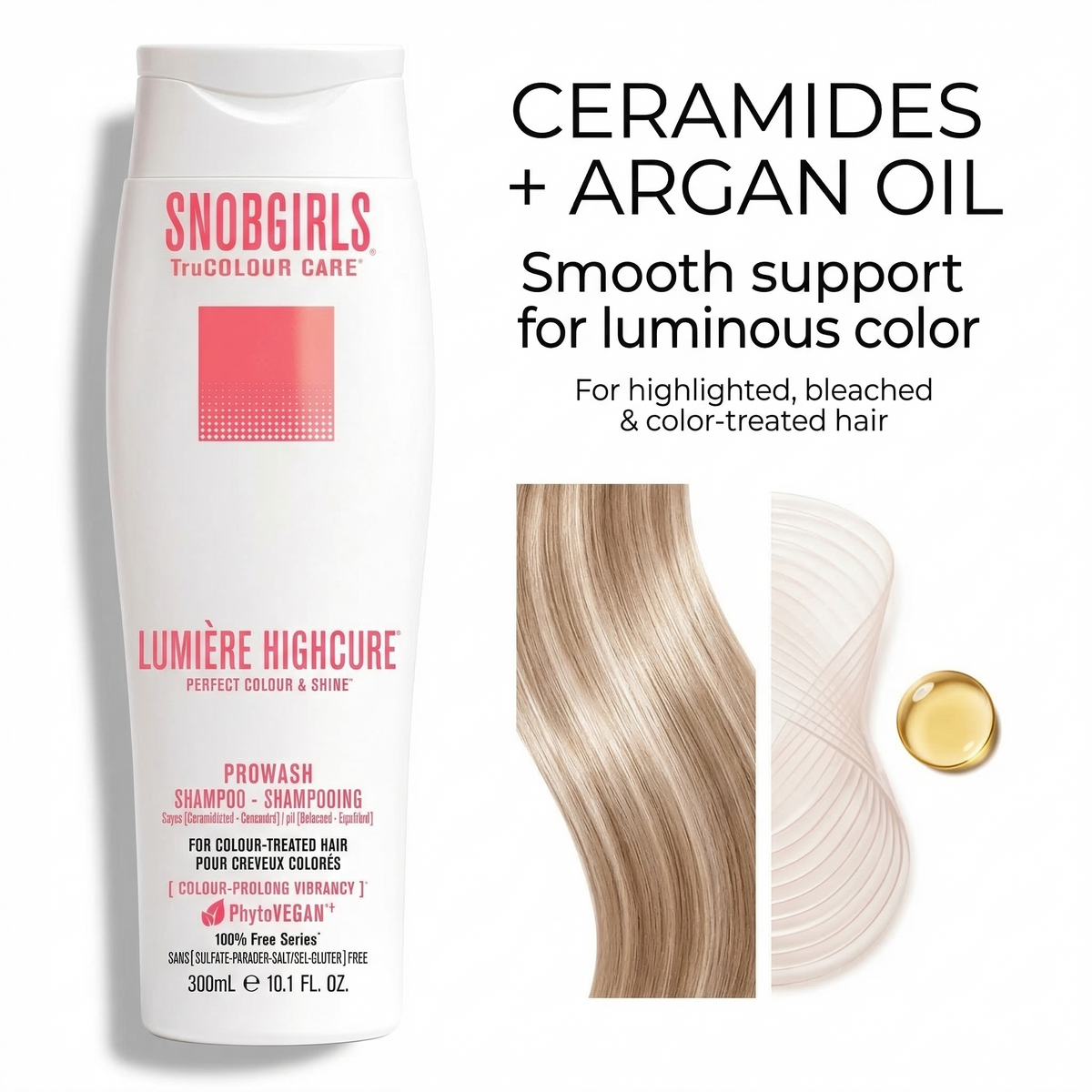 LUMIERE HIGHCURE vegan shampoo bottle for blonde and platinum hair color care