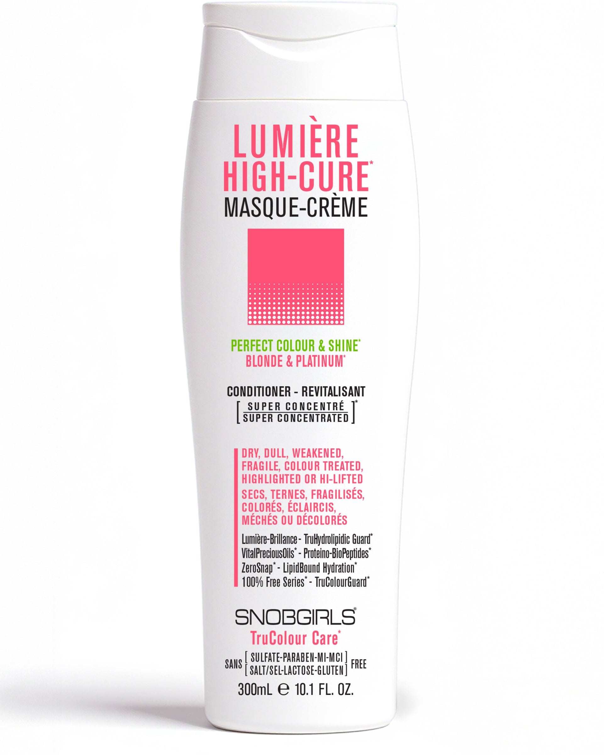 LUMIERE HIGHCURE Shampoo Conditioner DuoPERFECT COLOUR &amp; SHINEBLONDE &amp; PLATINUM
For Dry, Dull, Weakened, Fragile, Colour Treated, Highlighted or Highly-Lifted Hair1 x LUMIERE HIGHCURE  Shampoo 300 SNOBGIRLS.com