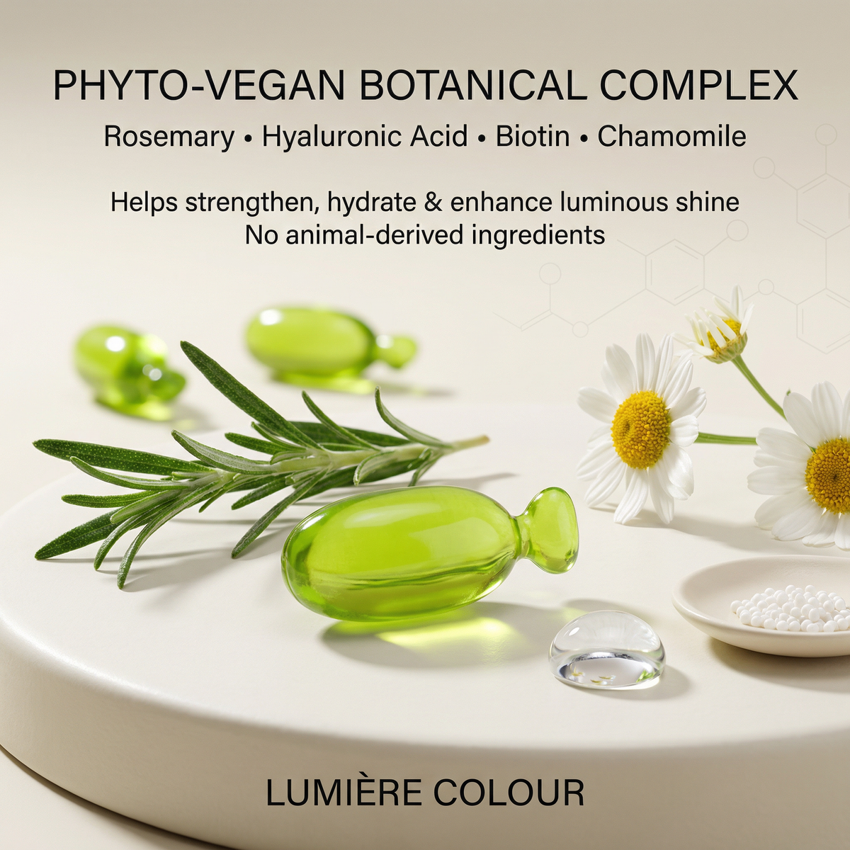 Vegan hair oil capsules for color-treated hair shine and nourishment