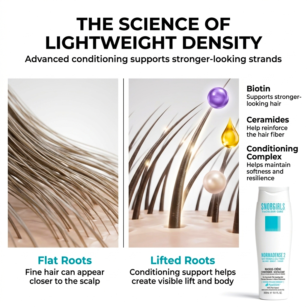 NORMADENSE 2 vegan conditioner bottle for fuller, denser hair on white background