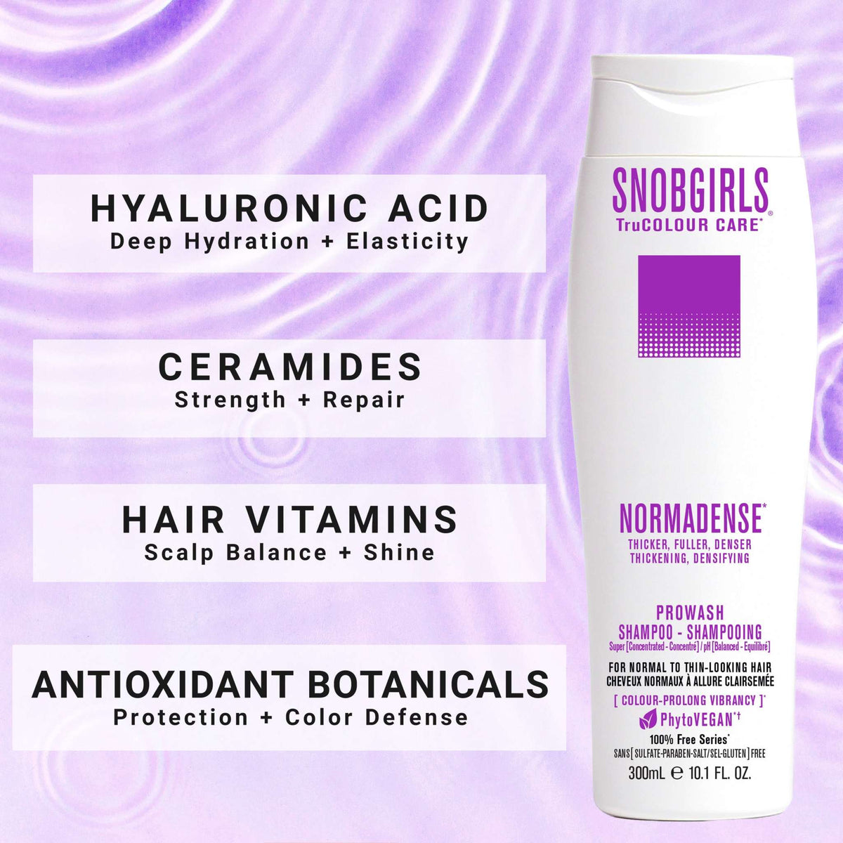 NORMADENSE 1 Vegan Hair Shampoo for thicker, fuller hair with hyaluronic acid, ceramides, vitamins, and antioxidant botanicals