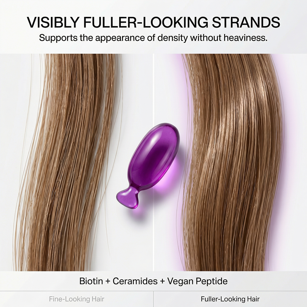 NORMADENSE vegan hair oil capsules for fuller, denser, and nourished hair with botanical extracts