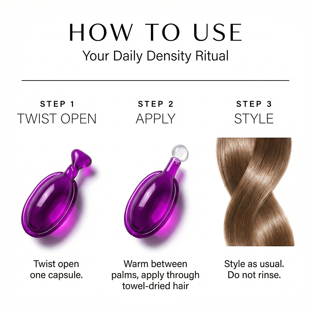 NORMADENSE vegan hair oil capsules for fuller, denser, and healthier hair with nourishing botanicals