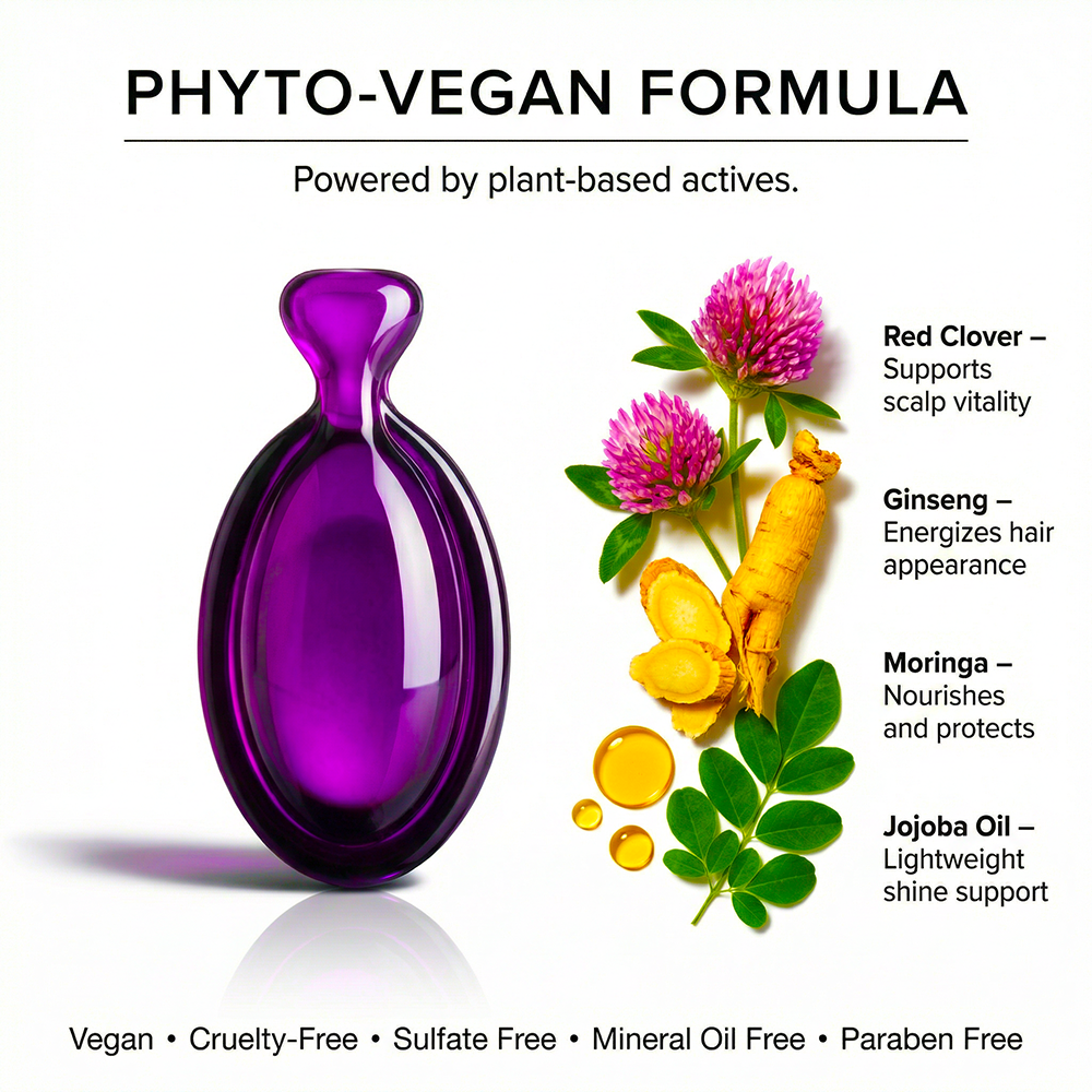 NORMADENSE vegan hair oil capsules for fuller, denser, and healthier hair