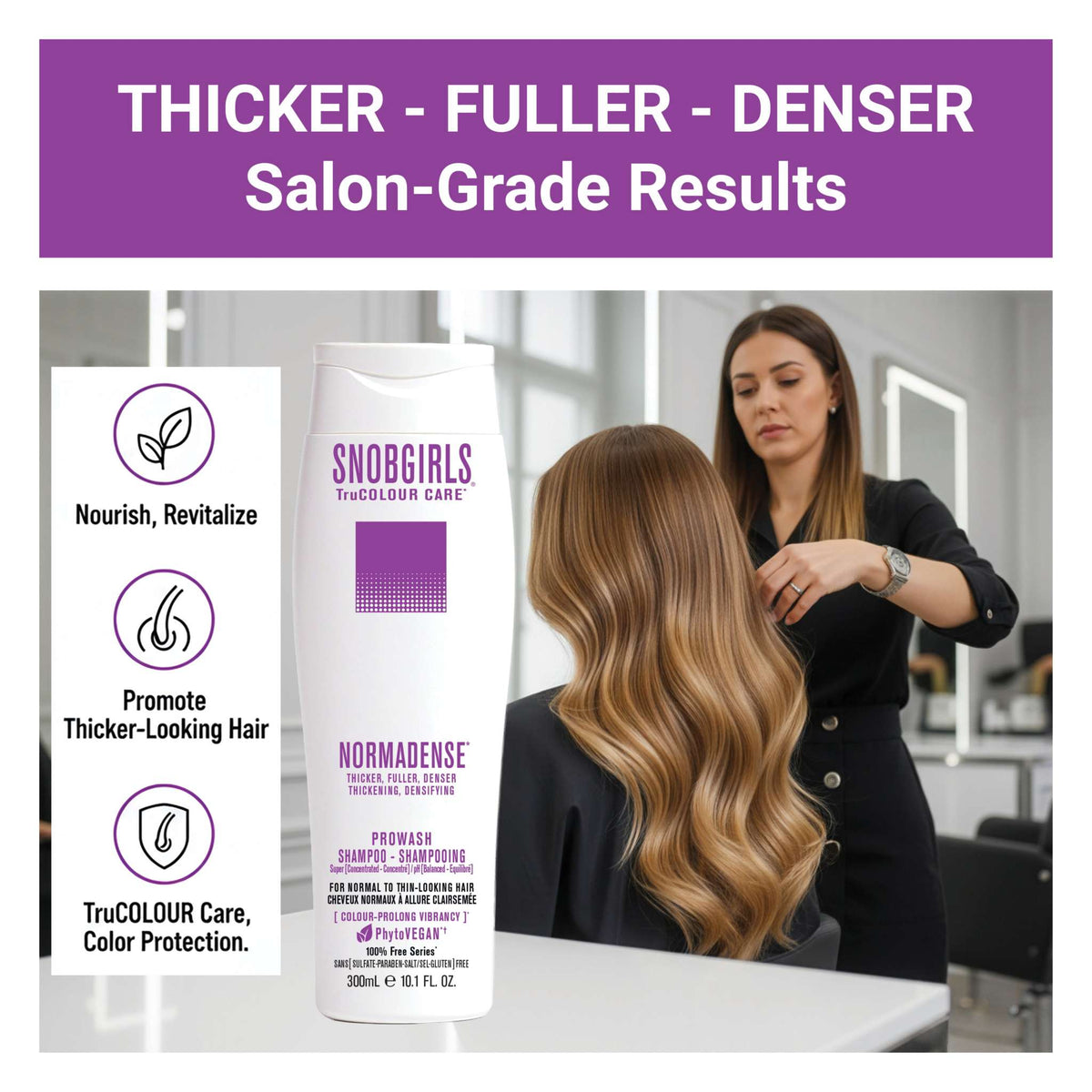 NORMADENSE 1 Shampoo for thicker, fuller, denser hair with color protection and nourished scalp.