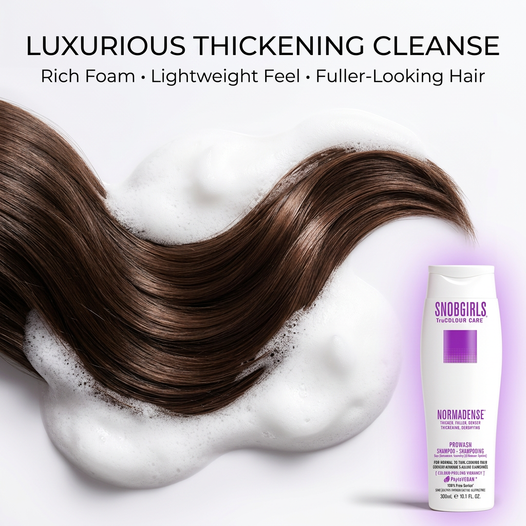 NORMADENSE 1 vegan hair shampoo for thicker, fuller dry to thin-looking hair, gentle daily cleansing and scalp nourishment