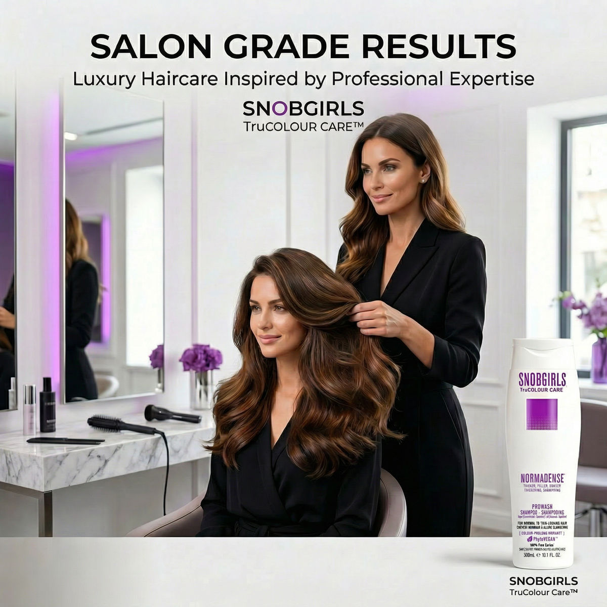 NORMADENSE 1 vegan hair shampoo for thicker, fuller dry and thin-looking hair, gentle daily use, sulfate-free and color-safe.