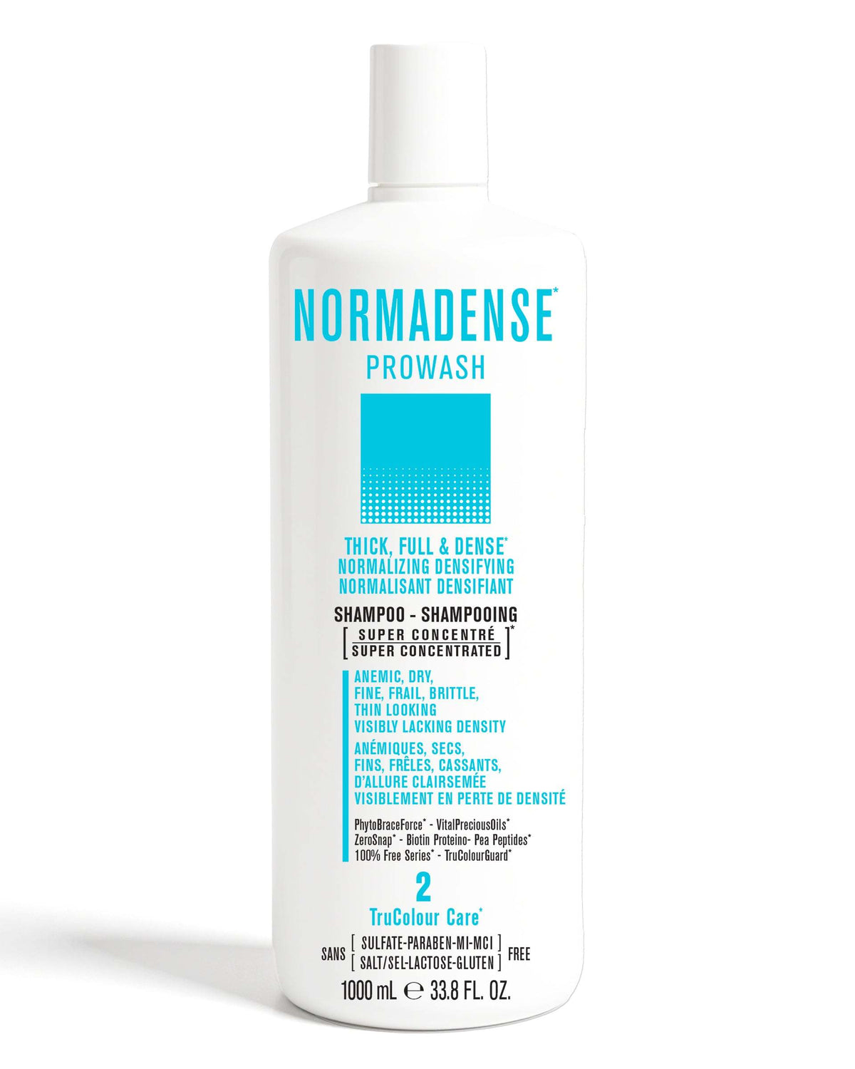 NORMADENSE 2 Prowash vegan shampoo bottle for thick, dense hair with super concentrated formula