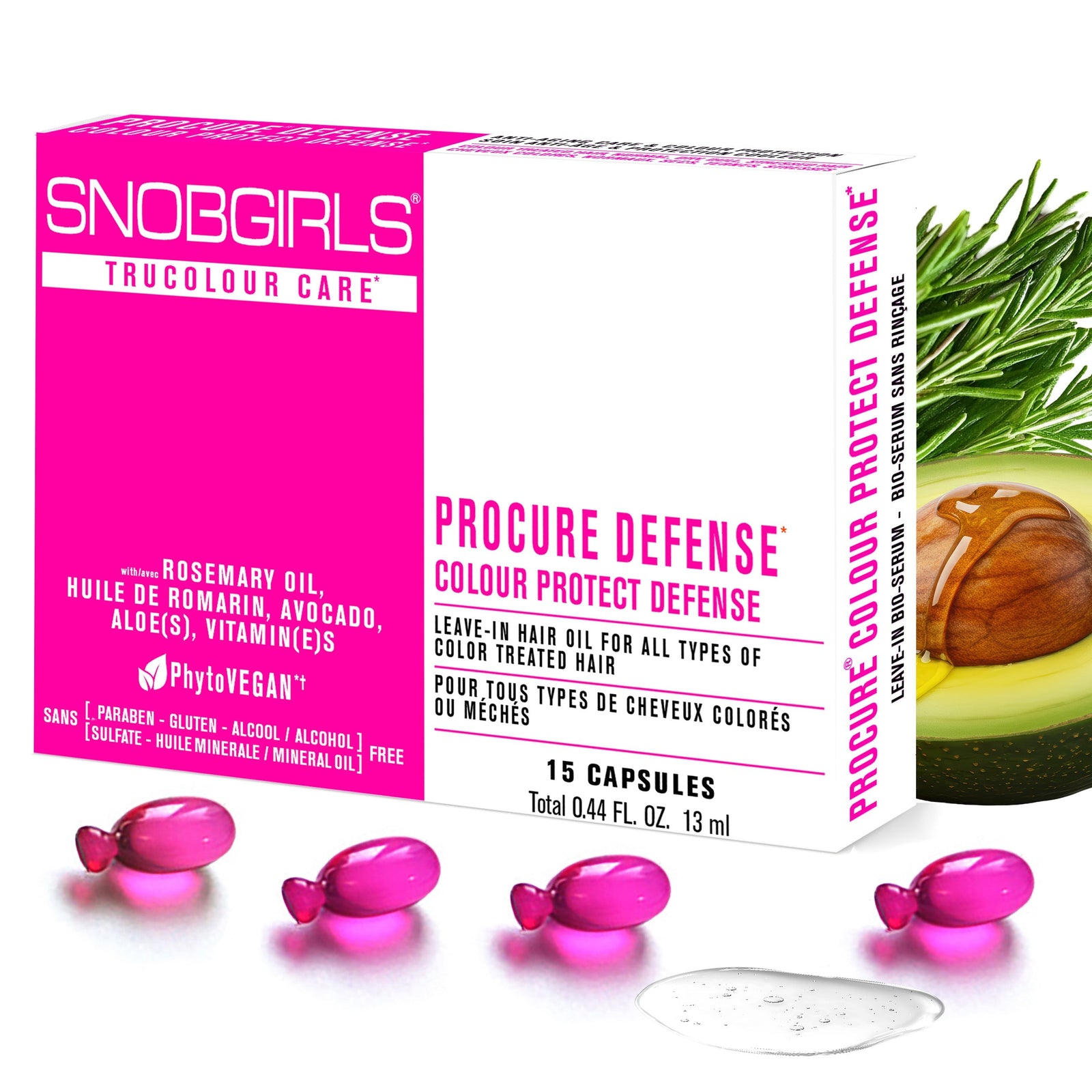 PROCURE Vegan Hair Oil capsules with rosemary, biotin, and vitamins for color-treated hair protection