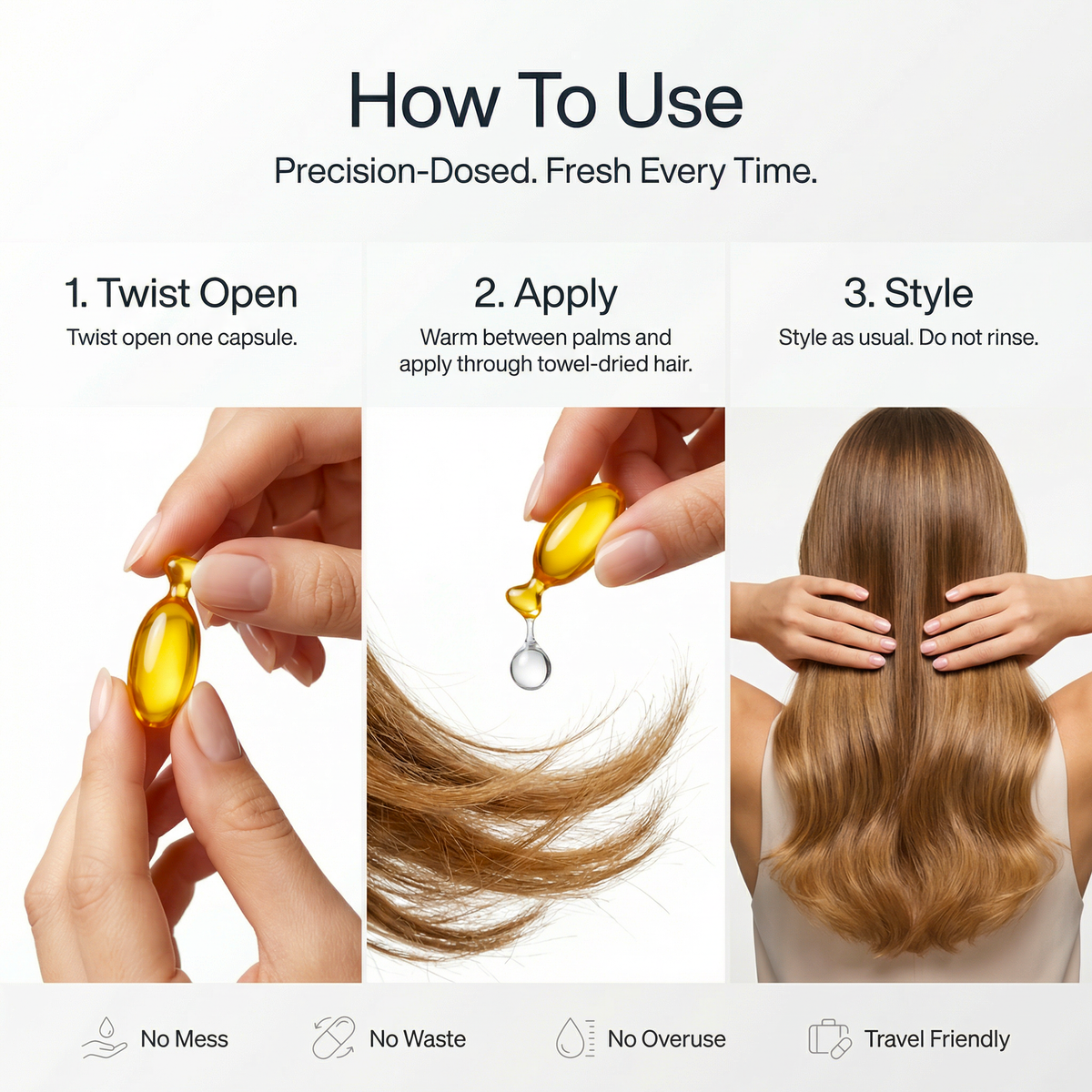 STRONGFORCE Vegan Hair Oil capsule for repair and split-end sealing