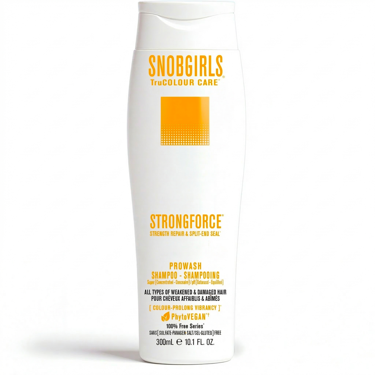 STRONGFORCE Vegan Hair Shampoo bottle with natural ingredients for strengthening and repairing overprocessed hair