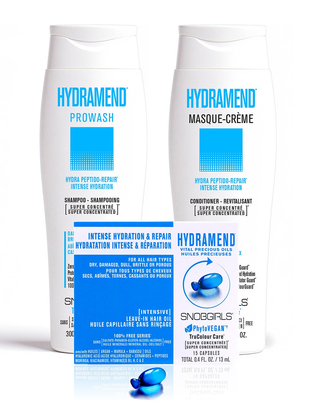 HYDRAMEND Vegan Hair Shampoo and conditioner set for intense hydration and repair of dry, damaged, and color-treated hair with vegan, super concentrated formula