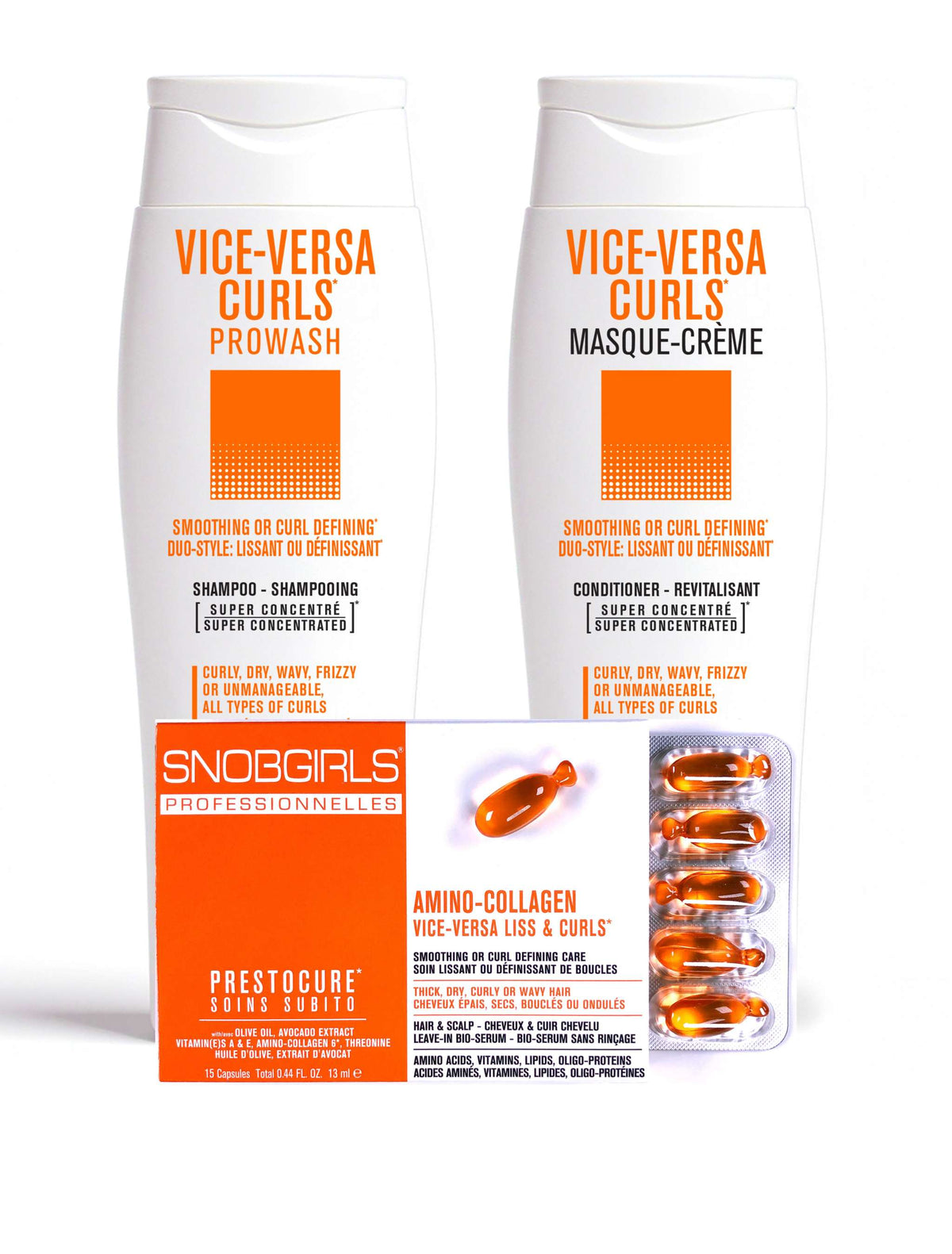 VICE-VERSA CURLS shampoo and conditioner duo with smoothing and curl defining formula for all curl types