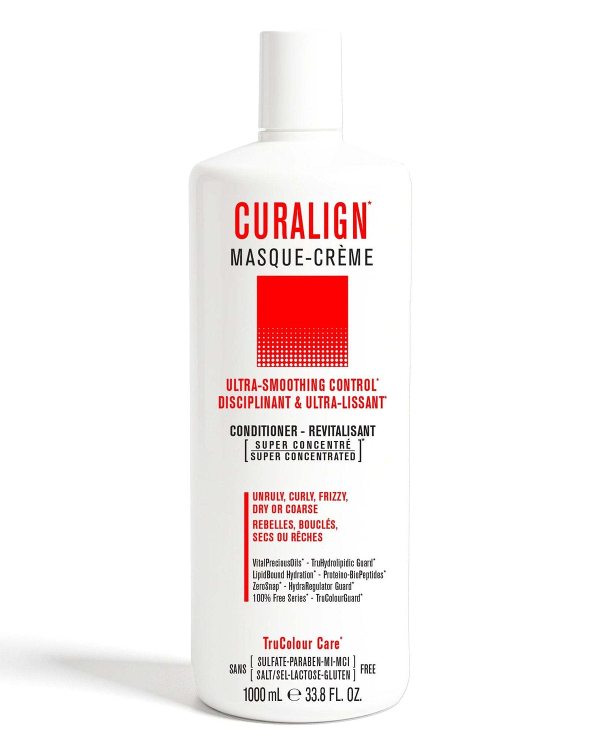 CURALIGN Masque-Creme vegan hair conditioner for unruly, curly, frizzy, dry or coarse hair, ultra-smoothing control and super concentrated formula.
