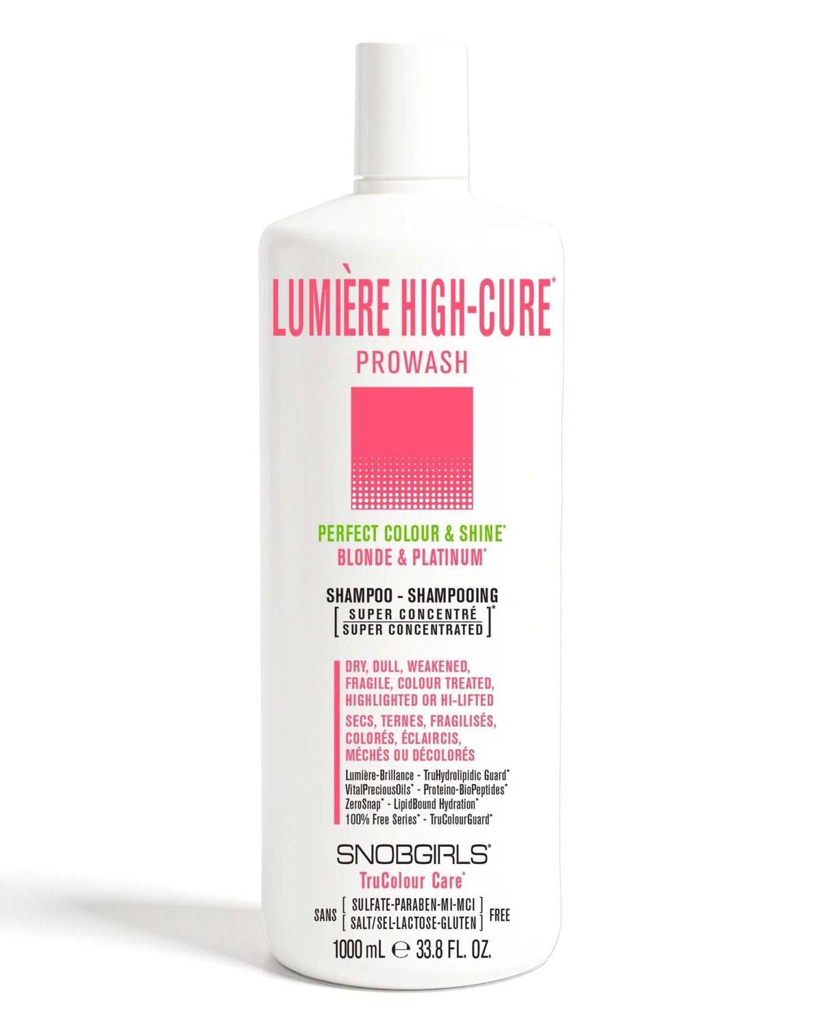 LUMIÈRE HIGH-CURE Prowash shampoo for blonde and platinum color-treated hair, 1000 mL bottle