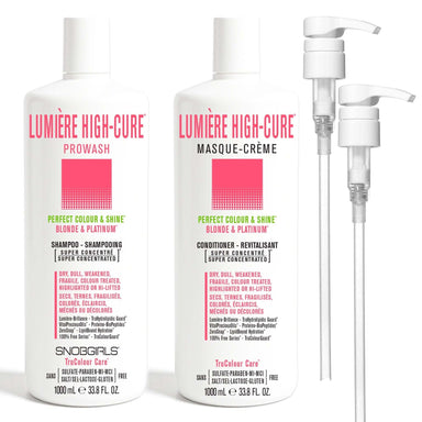 DUO LUMIERE HIGH-CURE - Prowash + Masque-Creme 1000 mLLUMIÈRE HIGH-CURE*PERFECT COLOUR &amp; SHINE* BLONDE &amp; PLATINUM*For Dry, Dull, Weakened, Fragile, Colour Treated, Highlighted or Highly-Lifted Hair1 x LUMIERE HISNOBGIRLS.com