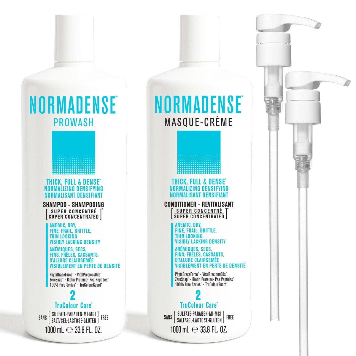 DUO NORMADENSE 2 Prowash and Masque-Creme hair care set for thickening and densifying thin, brittle hair 1000 mL bottles