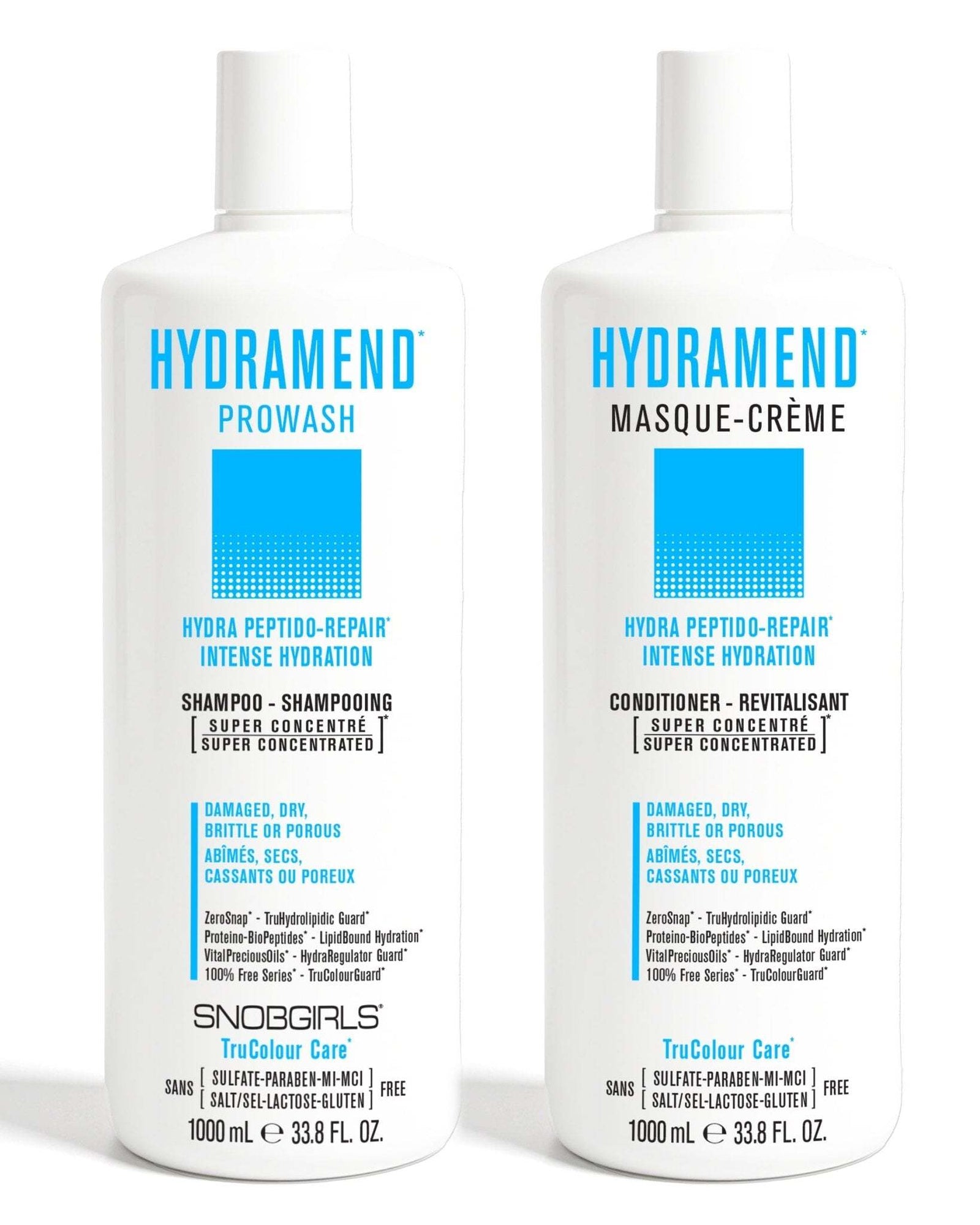 HYDRAMEND Hydrating Shampoo and Conditioner Duo for damaged dry hair with intense hydration and repair