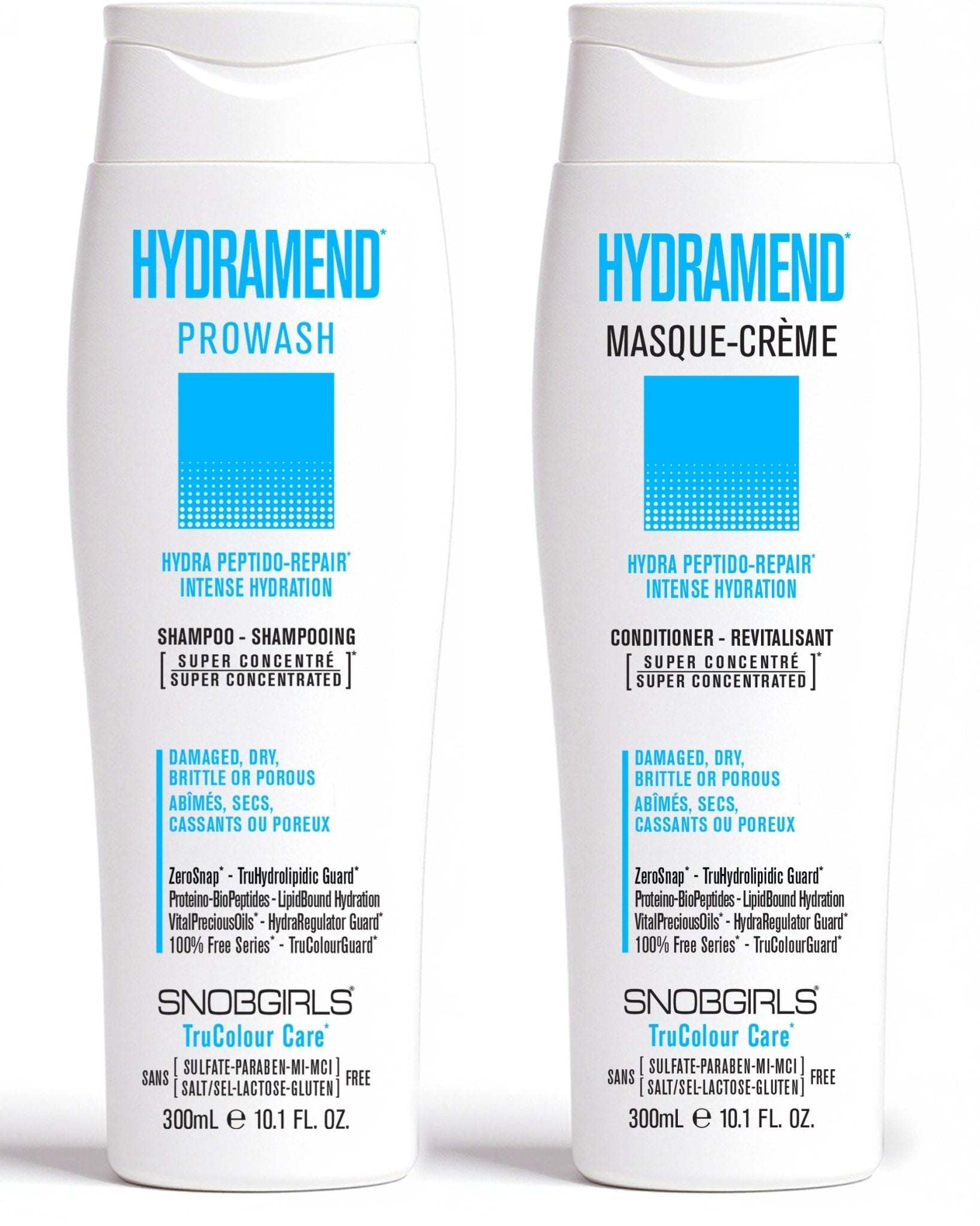 HYDRAMEND Hydrating Shampoo Conditioner DUOHYDRA PEPTIDO-REPAIRINTENSE HYDRATION
For Damaged, Dry, Brittle or Porous Hair 1 x HYDRAMEND  Hydrating Shampoo 300 mL 1 x HYDRAMEND  Hydrating Conditioner 300 mL 

SNOBGIRLS.com