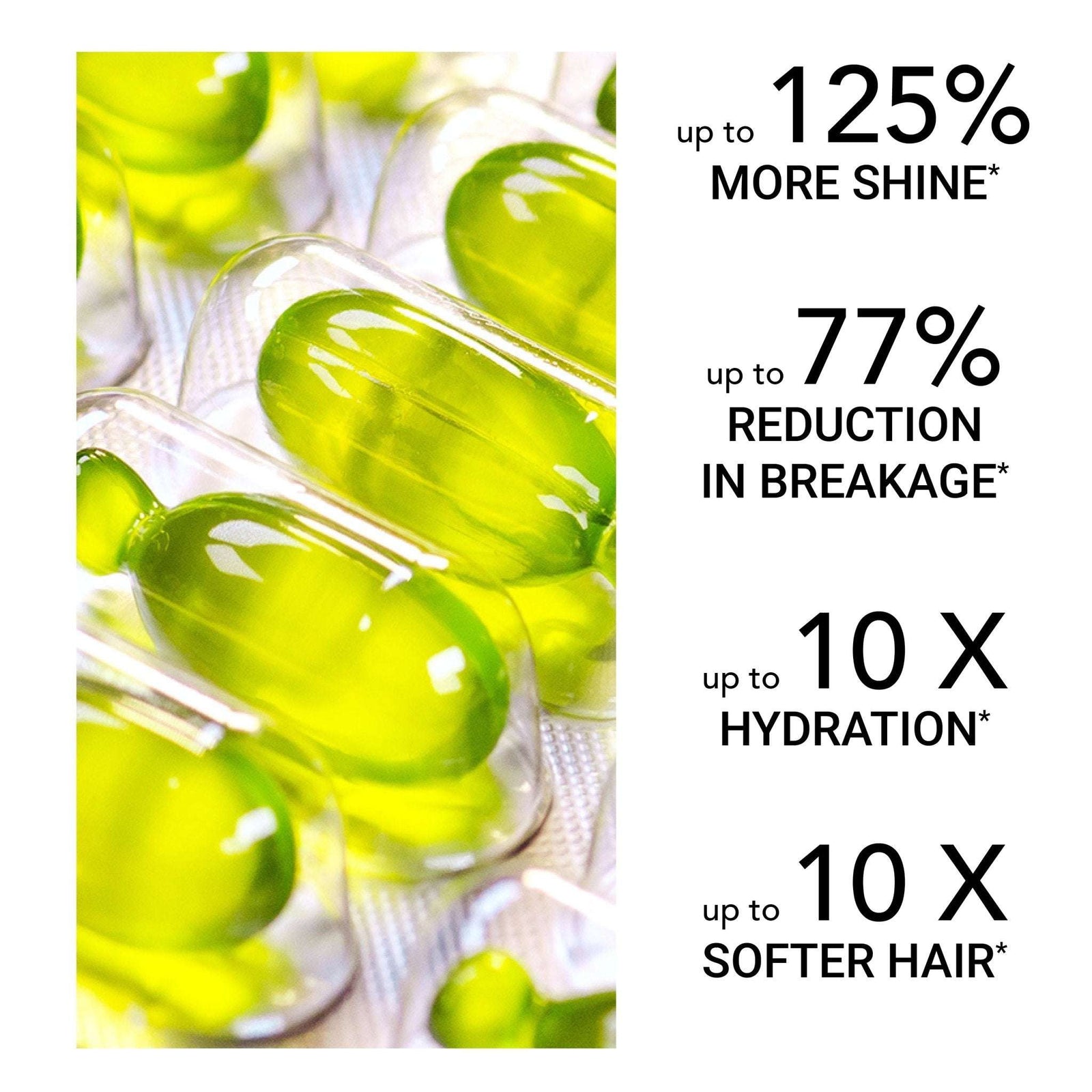 Vegan hair oil capsules with rosemary, avocado, and aloe for shine and protection