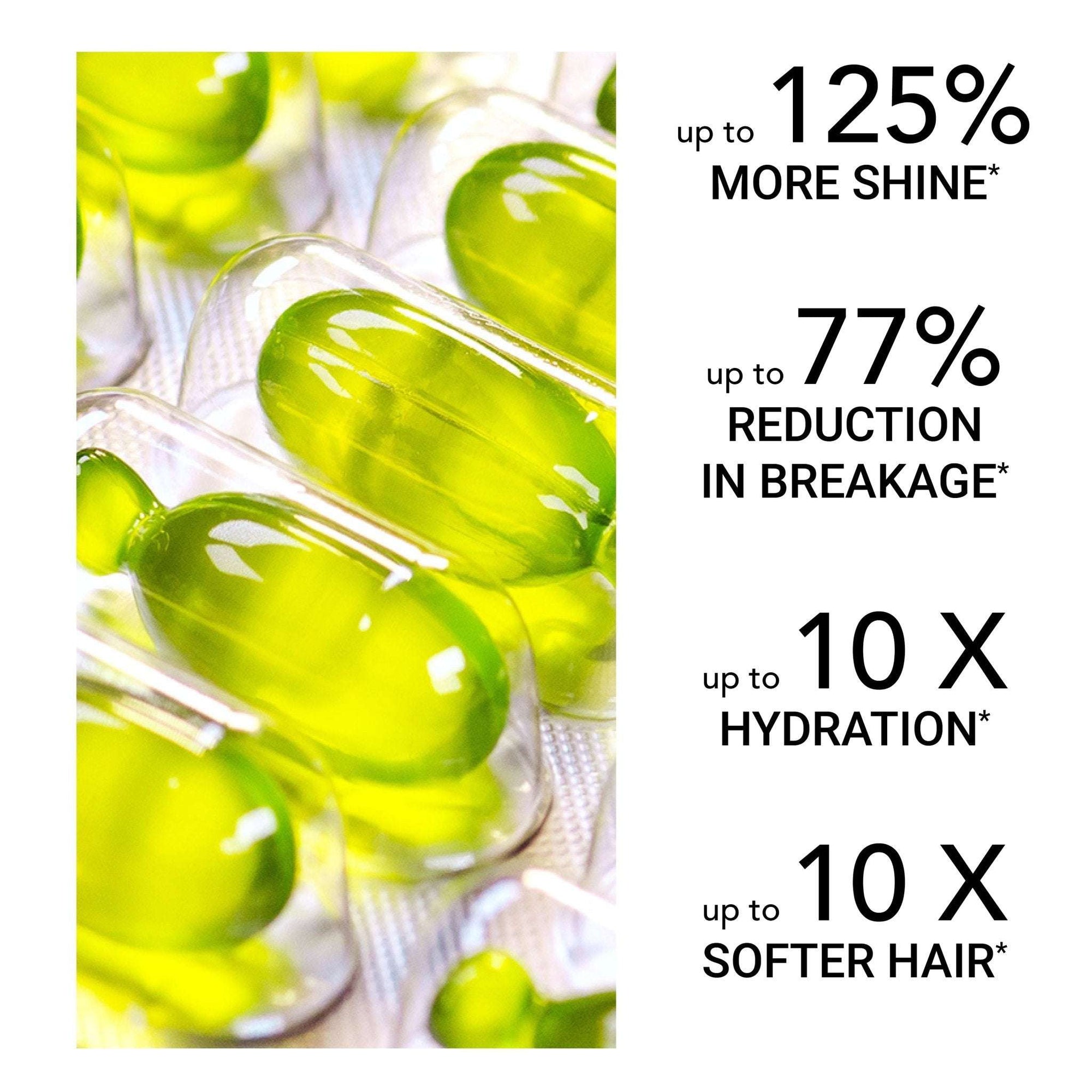 Vegan hair oil capsules with rosemary, avocado, and aloe for shine and protection