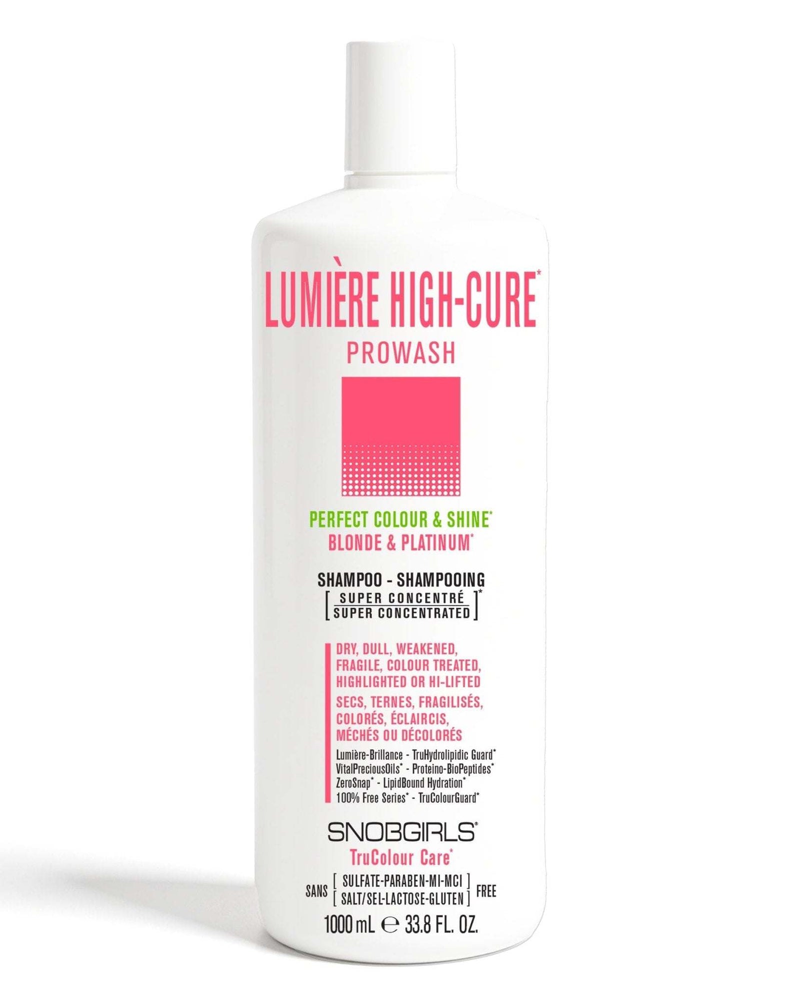 LUMIERE HIGHCURE Prowash vegan shampoo for blonde and platinum hair, super concentrated formula for color-treated, dry, and fragile hair.