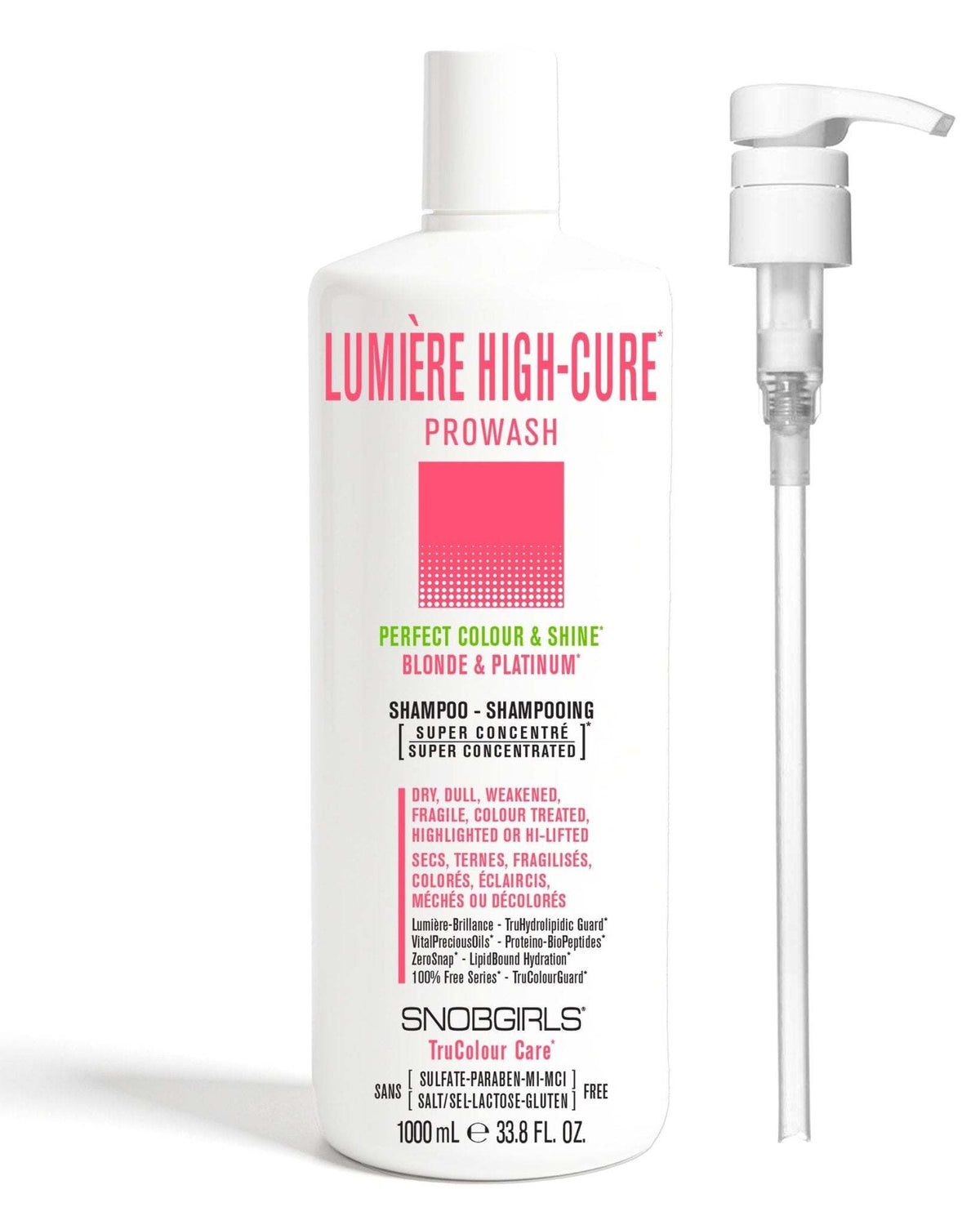 LUMIERE HIGHCURE vegan shampoo for blonde and platinum hair with super concentrated formula and pump dispenser